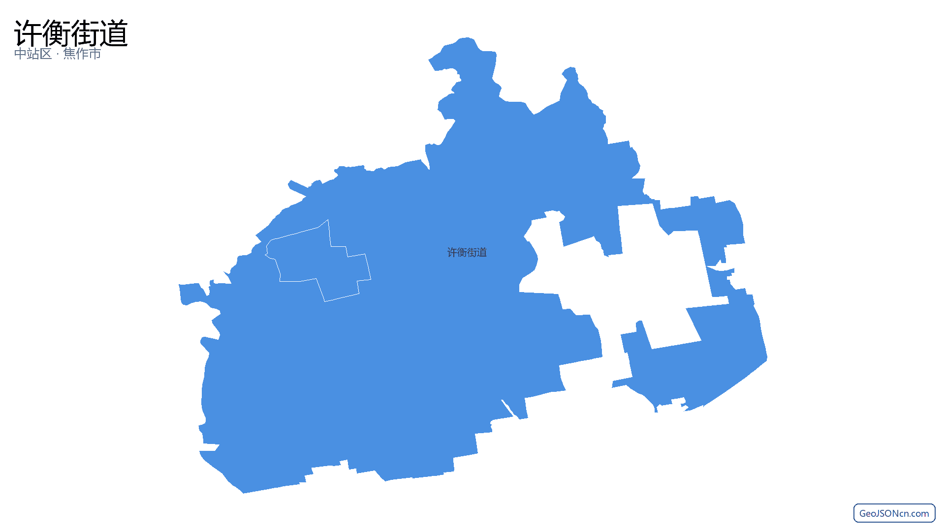 许衡街道行政区划边界地图（中站区·焦作市）,提供GeoJSON、SHP矢量边界数据下载及高清地图大图(PNG/JPG) - GeoJSONcn.com