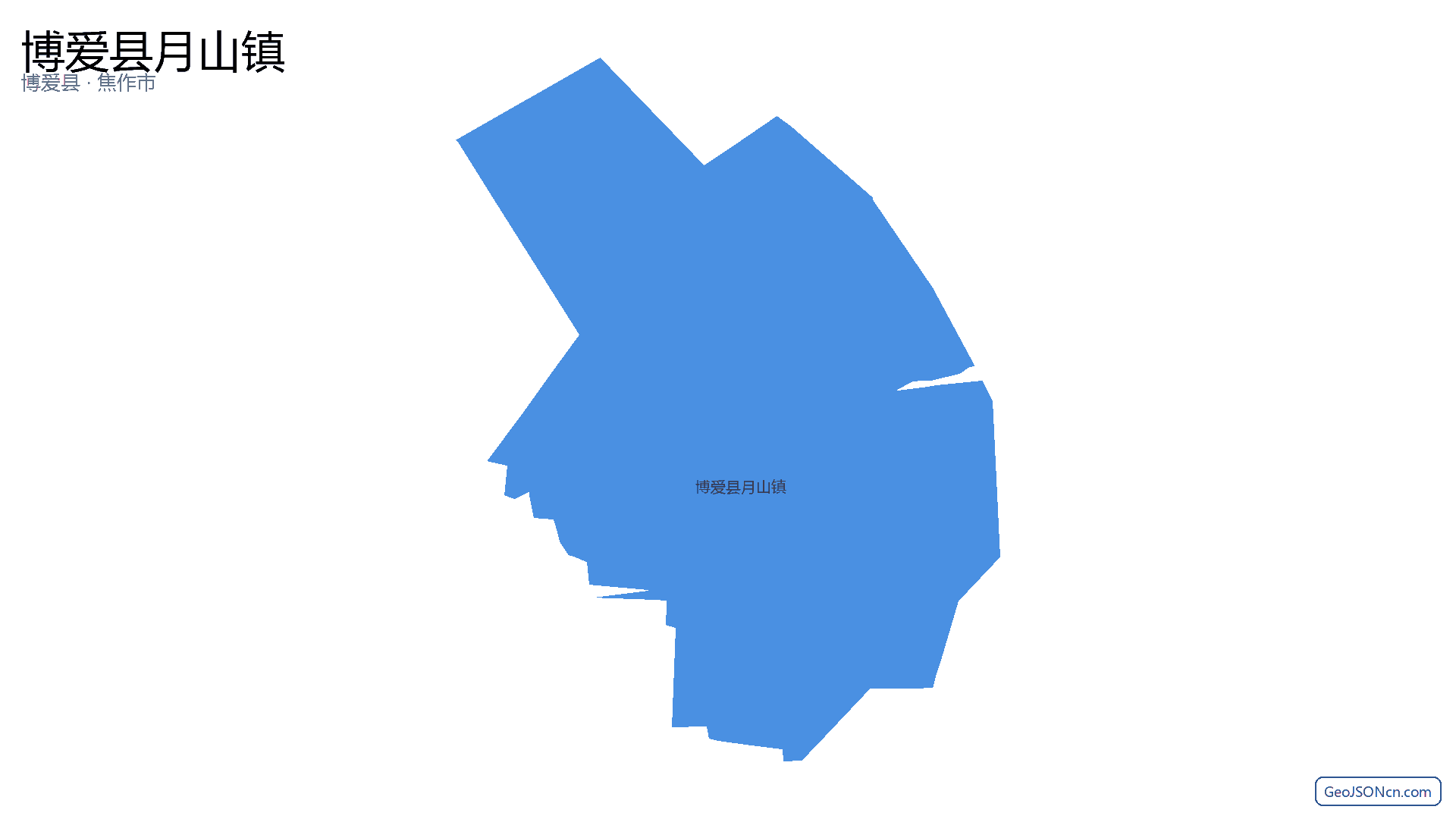 博爱县月山镇行政区划边界地图（博爱县·焦作市）,提供GeoJSON、SHP矢量边界数据下载及高清地图大图(PNG/JPG) - GeoJSONcn.com