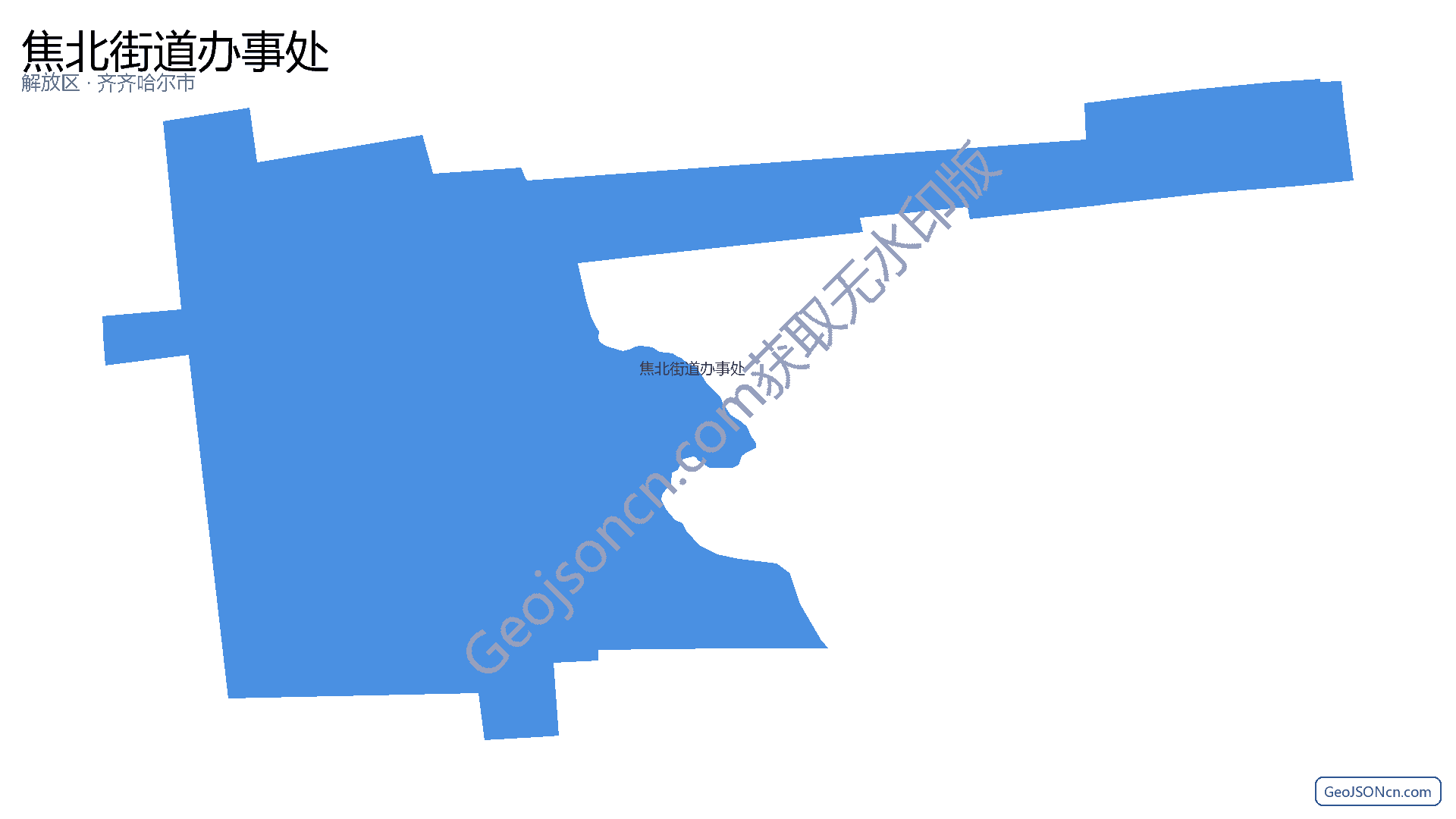 焦北街道办事处行政区划边界地图（解放区·焦作市）,提供GeoJSON、SHP矢量边界数据下载及高清地图大图(PNG/JPG) - GeoJSONcn.com