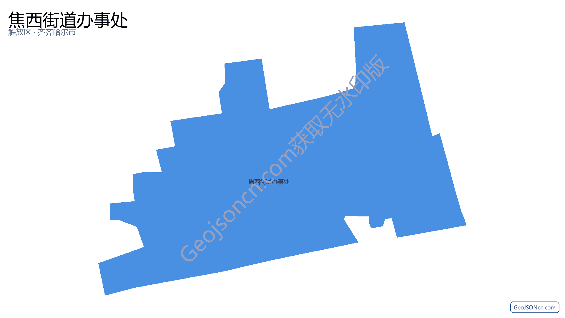 焦西街道办事处行政区划边界地图（解放区·焦作市）,提供GeoJSON、SHP矢量边界数据下载及高清地图大图(PNG/JPG) - GeoJSONcn.com