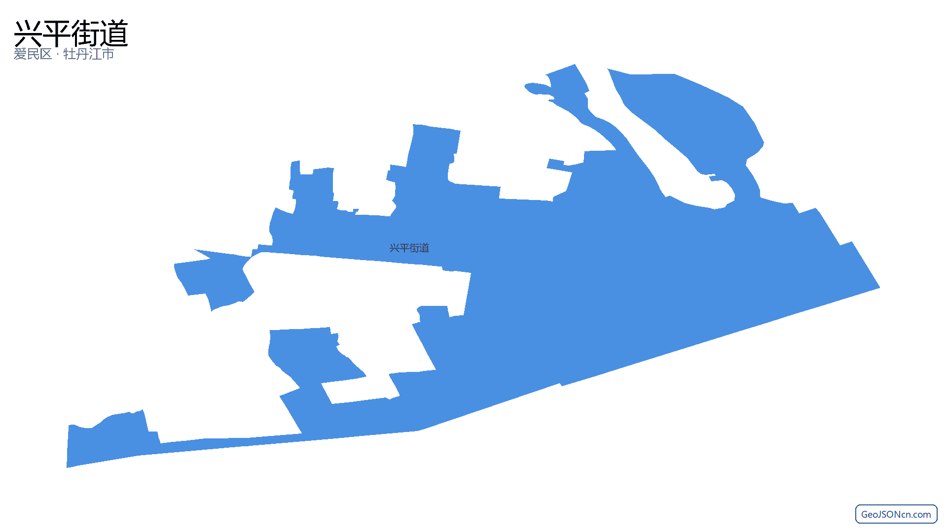 兴平街道行政区划边界地图（爱民区·牡丹江市）,提供GeoJSON、SHP矢量边界数据下载及高清地图大图(PNG/JPG) - GeoJSONcn.com