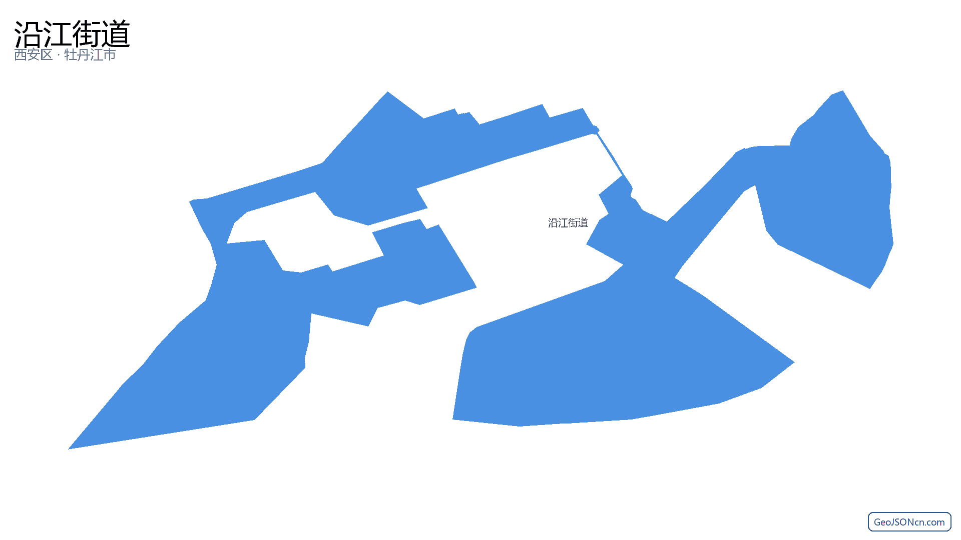 沿江街道行政区划边界地图(西安区·牡丹江市),提供GeoJSON、SHP矢量边界数据下载及高清地图大图(PNG/JPG) - GeoJSONcn.com