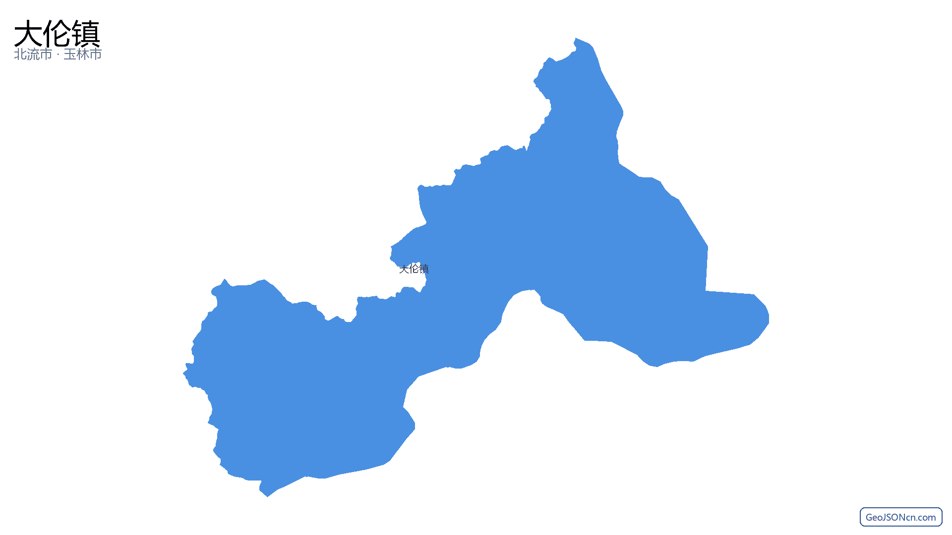 大伦镇行政区划边界地图(北流市·玉林市),提供GeoJSON、SHP矢量边界数据下载及高清地图大图(PNG/JPG) - GeoJSONcn.com