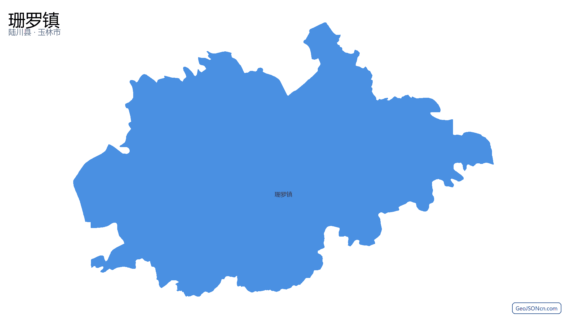 珊罗镇行政区划边界地图(陆川县·玉林市),提供GeoJSON、SHP矢量边界数据下载及高清地图大图(PNG/JPG) - GeoJSONcn.com