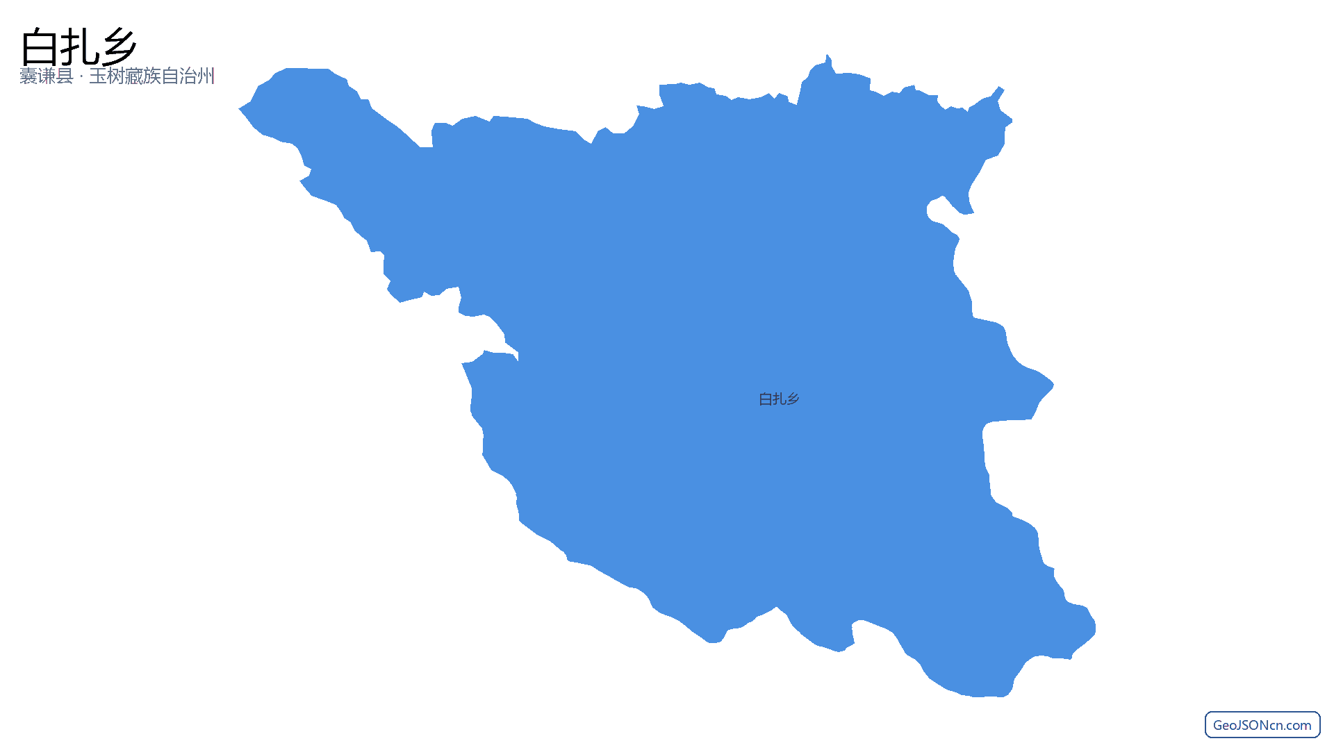 白扎乡行政区划边界地图（囊谦县·玉树藏族自治州）,提供GeoJSON、SHP矢量边界数据下载及高清地图大图(PNG/JPG) - GeoJSONcn.com