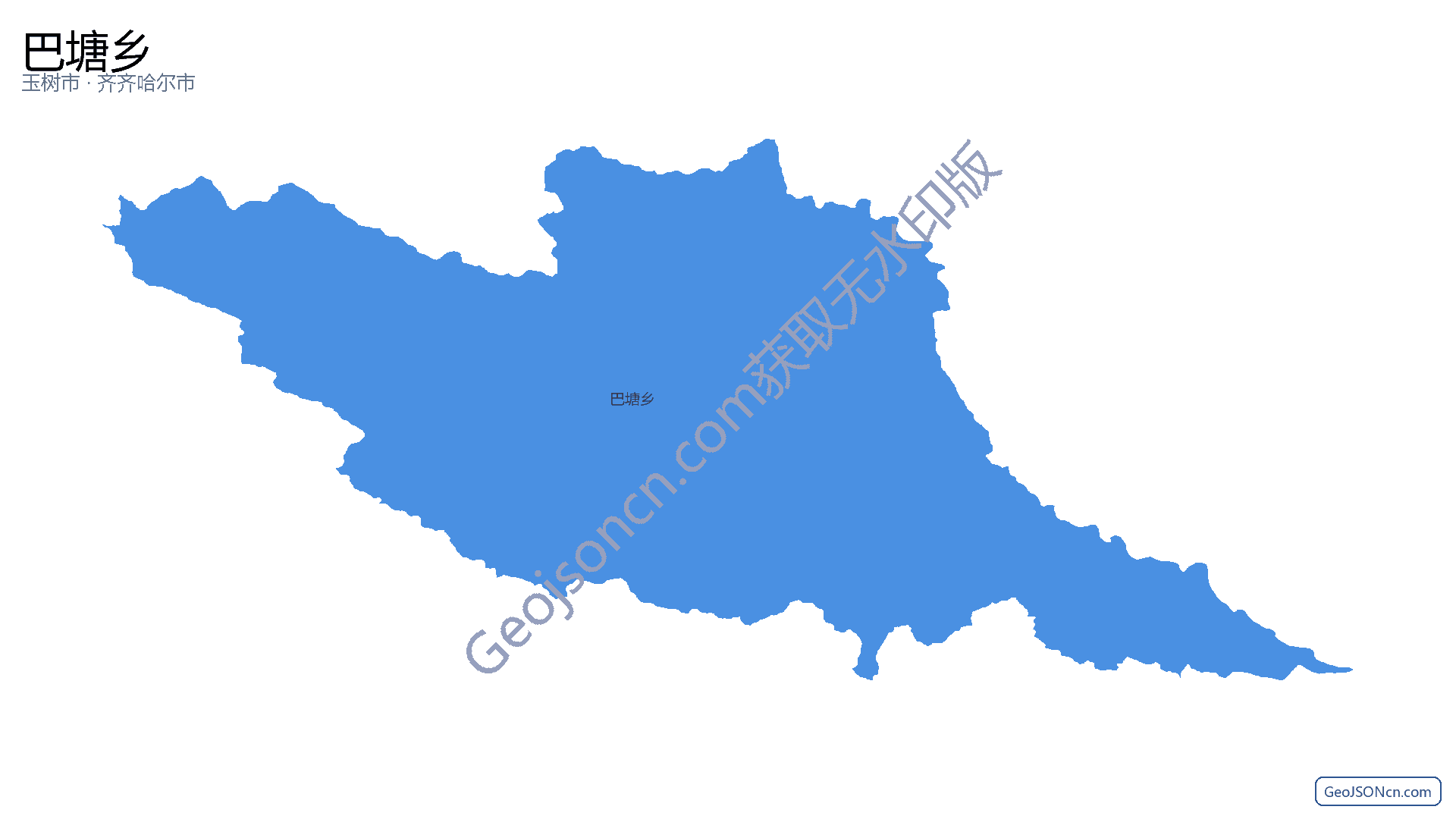 巴塘乡行政区划边界地图（玉树市·玉树藏族自治州）,提供GeoJSON、SHP矢量边界数据下载及高清地图大图(PNG/JPG) - GeoJSONcn.com