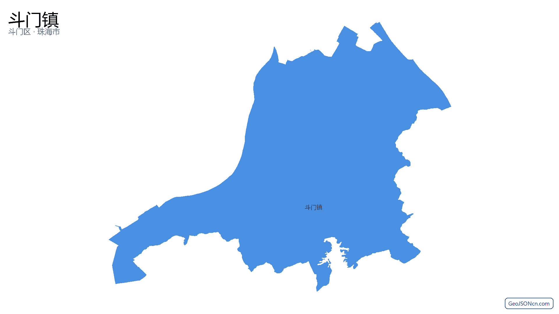 斗门镇行政区划边界地图(斗门区·珠海市),提供GeoJSON、SHP矢量边界数据下载及高清地图大图(PNG/JPG) - GeoJSONcn.com