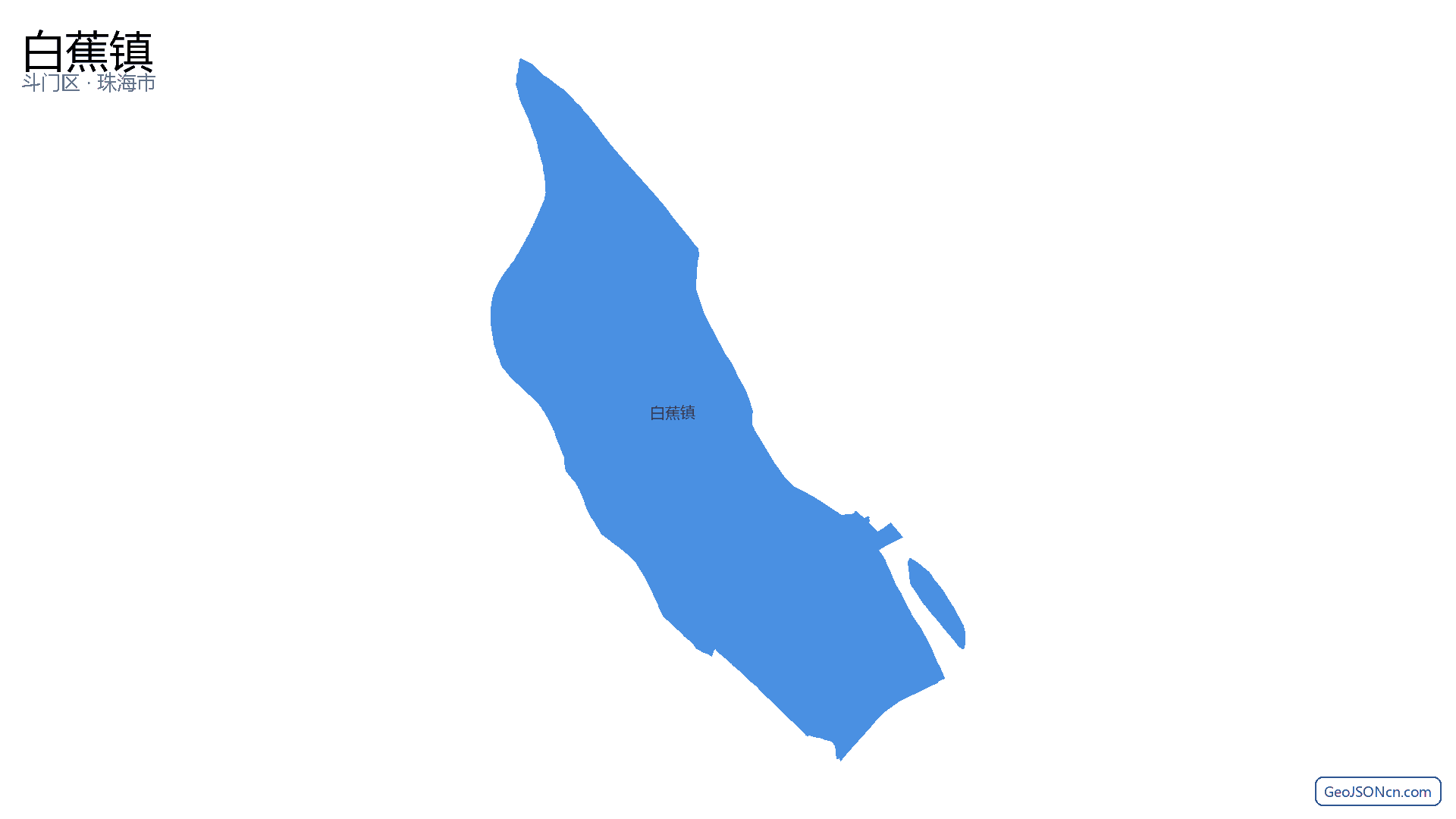 白蕉镇行政区划边界地图（斗门区·珠海市）,提供GeoJSON、SHP矢量边界数据下载及高清地图大图(PNG/JPG) - GeoJSONcn.com
