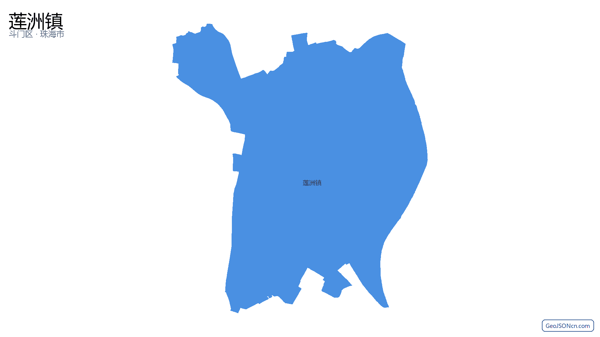 莲洲镇行政区划边界地图(斗门区·珠海市),提供GeoJSON、SHP矢量边界数据下载及高清地图大图(PNG/JPG) - GeoJSONcn.com