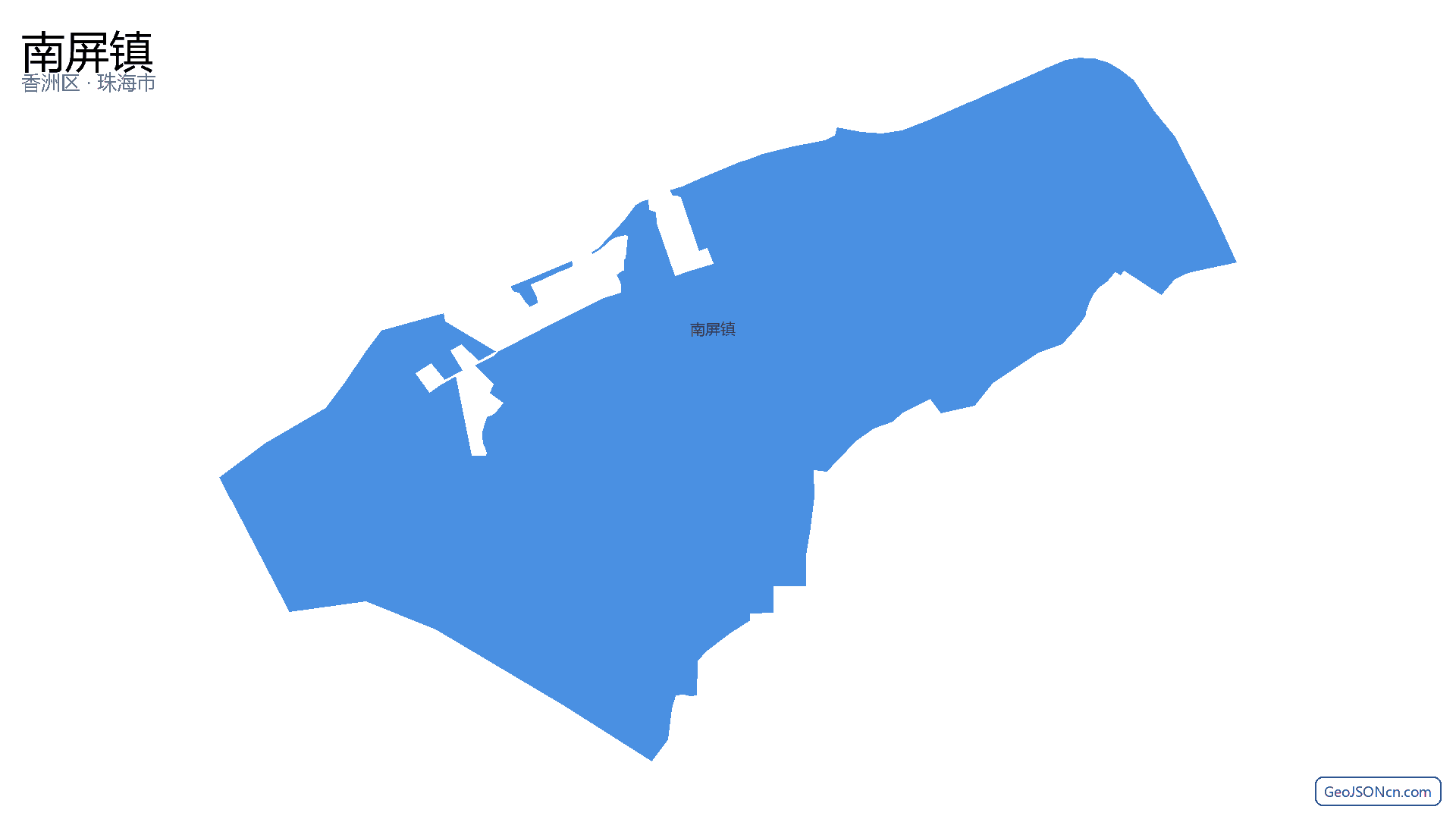 南屏镇行政区划边界地图（香洲区·珠海市）,提供GeoJSON、SHP矢量边界数据下载及高清地图大图(PNG/JPG) - GeoJSONcn.com