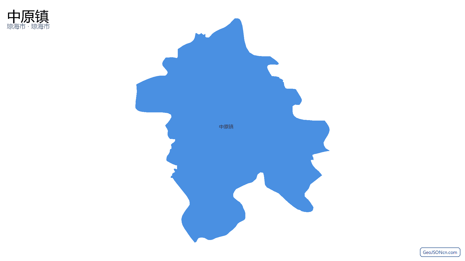中原镇行政区划边界地图（琼海市·琼海市）,提供GeoJSON、SHP矢量边界数据下载及高清地图大图(PNG/JPG) - GeoJSONcn.com