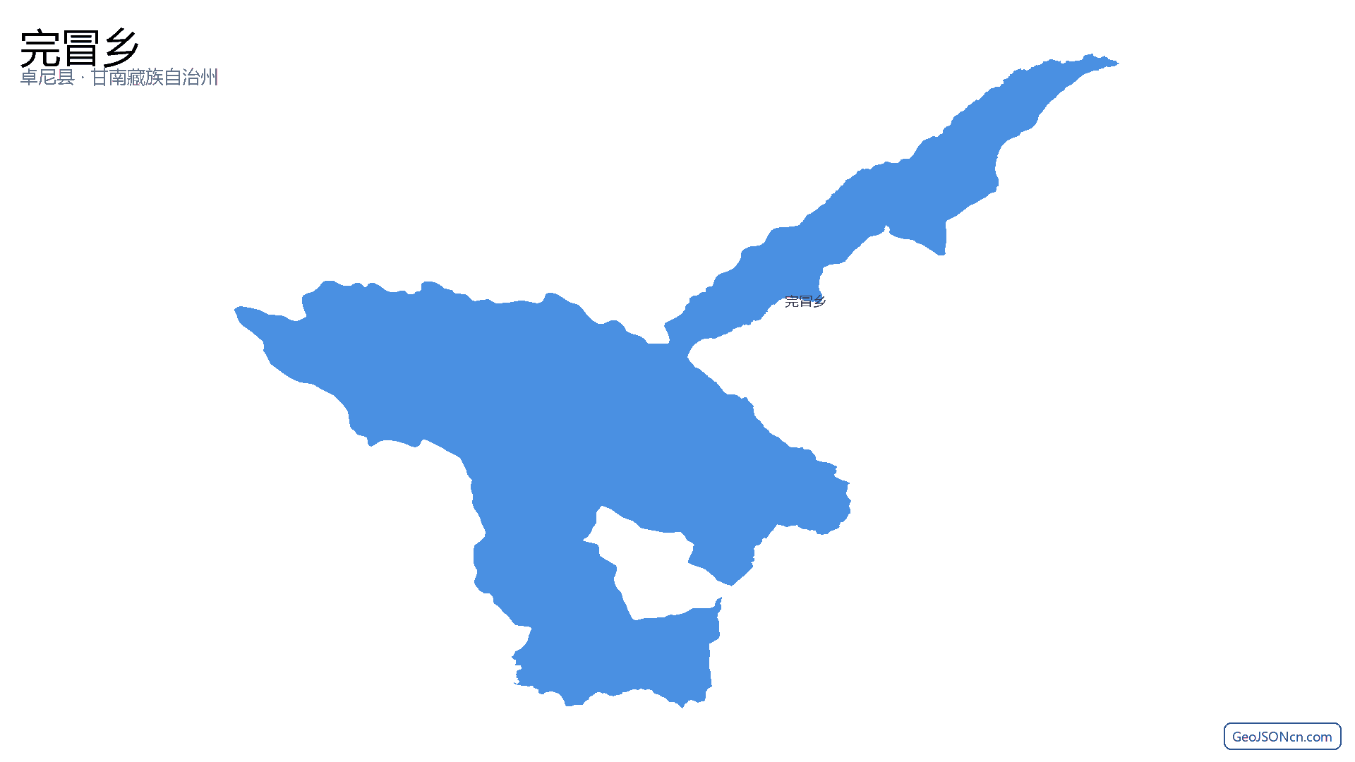 完冒乡行政区划边界地图（卓尼县·甘南藏族自治州）,提供GeoJSON、SHP矢量边界数据下载及高清地图大图(PNG/JPG) - GeoJSONcn.com