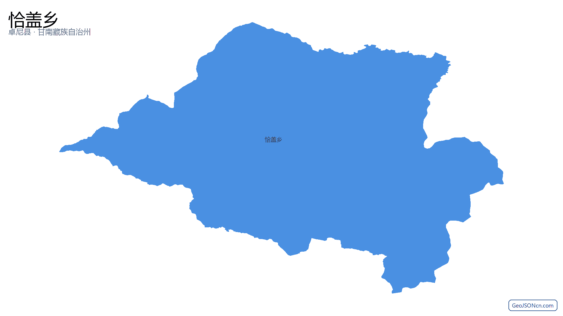恰盖乡行政区划边界地图（卓尼县·甘南藏族自治州）,提供GeoJSON、SHP矢量边界数据下载及高清地图大图(PNG/JPG) - GeoJSONcn.com