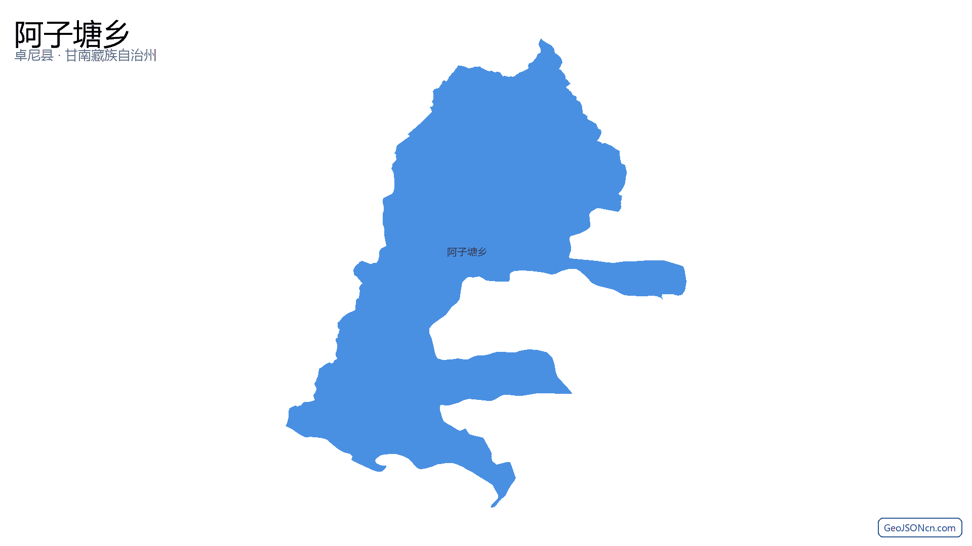 阿子塘乡行政区划边界地图（卓尼县·甘南藏族自治州）,提供GeoJSON、SHP矢量边界数据下载及高清地图大图(PNG/JPG) - GeoJSONcn.com