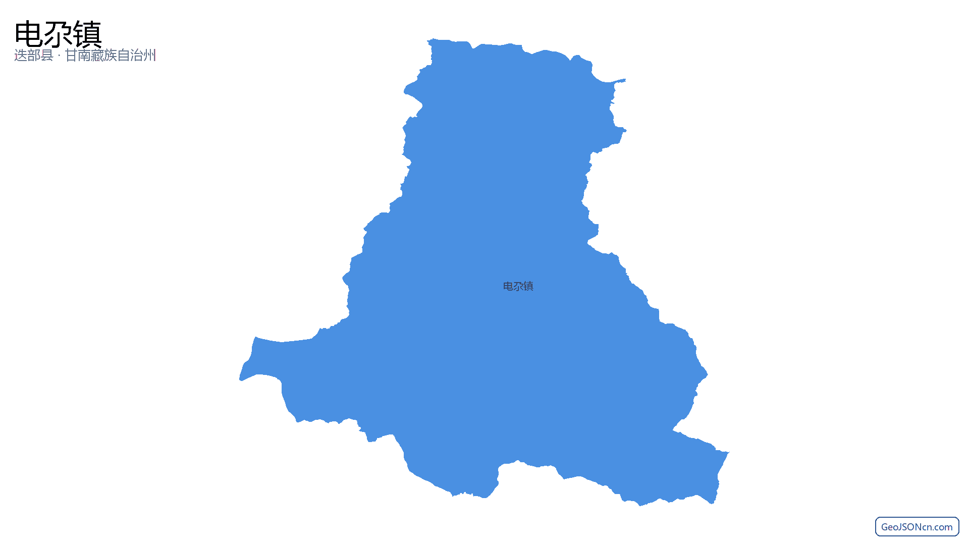 电尕镇行政区划边界地图（迭部县·甘南藏族自治州）,提供GeoJSON、SHP矢量边界数据下载及高清地图大图(PNG/JPG) - GeoJSONcn.com