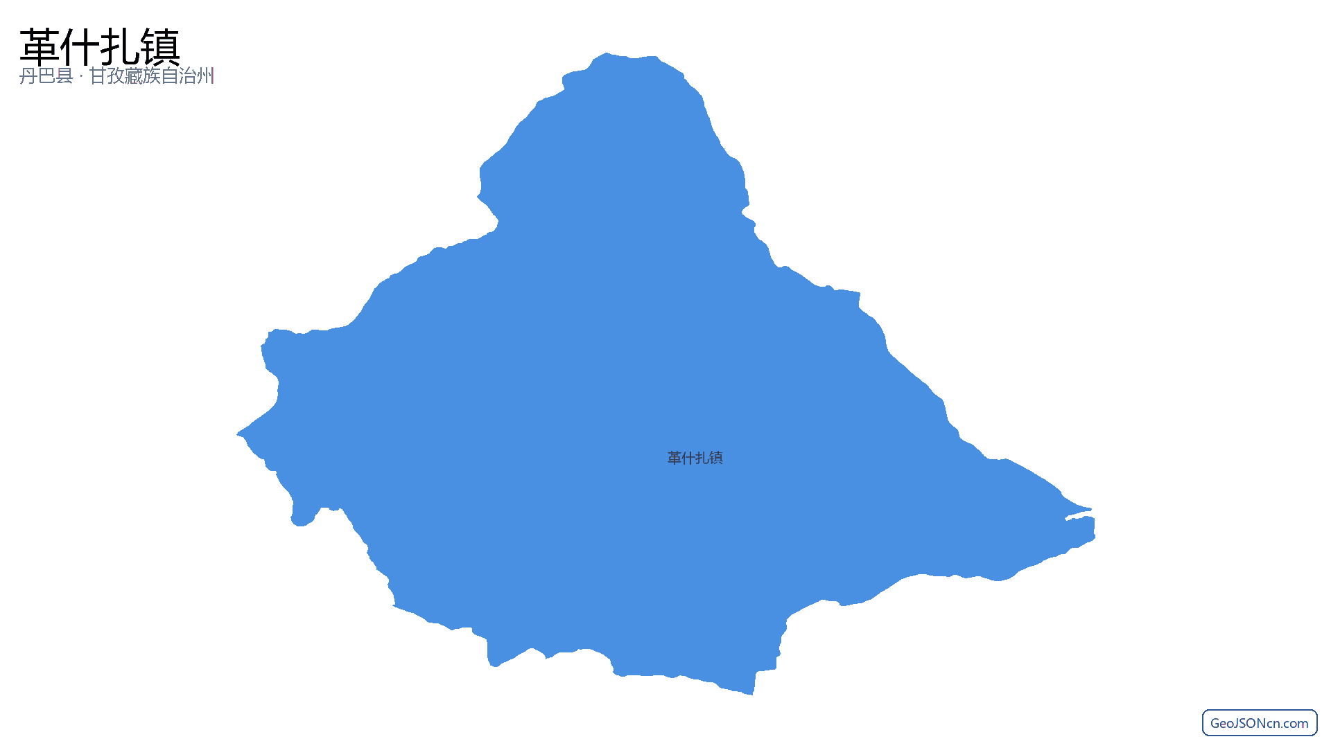 革什扎镇行政区划边界地图（丹巴县·甘孜藏族自治州）,提供GeoJSON、SHP矢量边界数据下载及高清地图大图(PNG/JPG) - GeoJSONcn.com