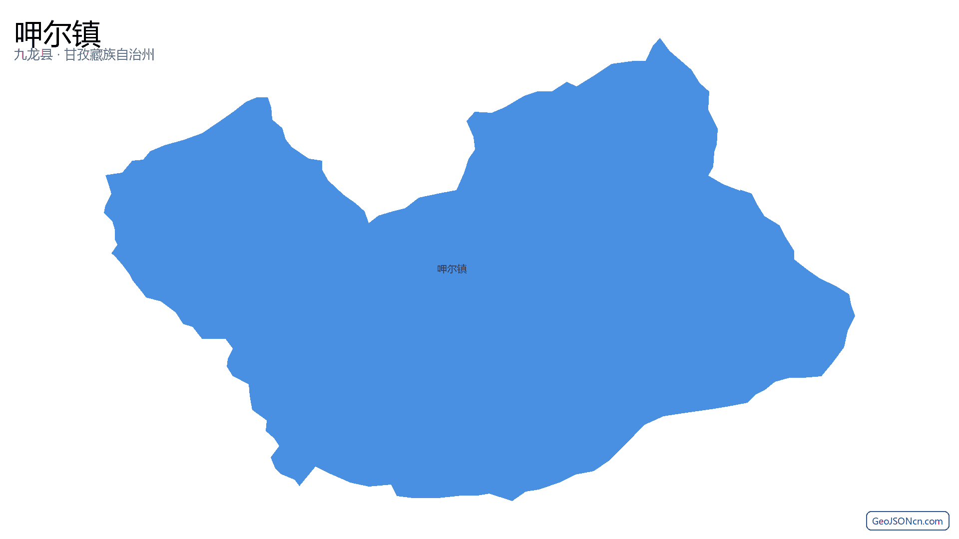 呷尔镇行政区划边界地图（九龙县·甘孜藏族自治州）,提供GeoJSON、SHP矢量边界数据下载及高清地图大图(PNG/JPG) - GeoJSONcn.com