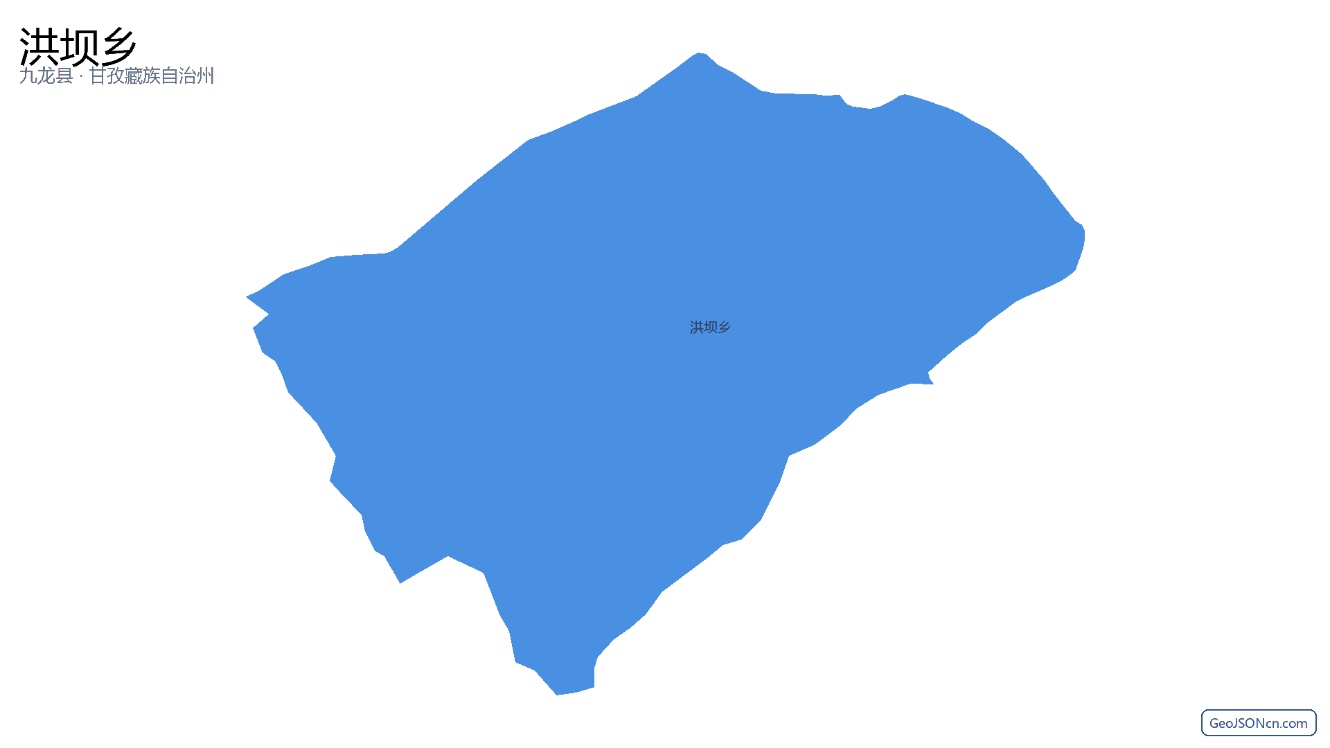 洪坝乡行政区划边界地图（九龙县·甘孜藏族自治州）,提供GeoJSON、SHP矢量边界数据下载及高清地图大图(PNG/JPG) - GeoJSONcn.com