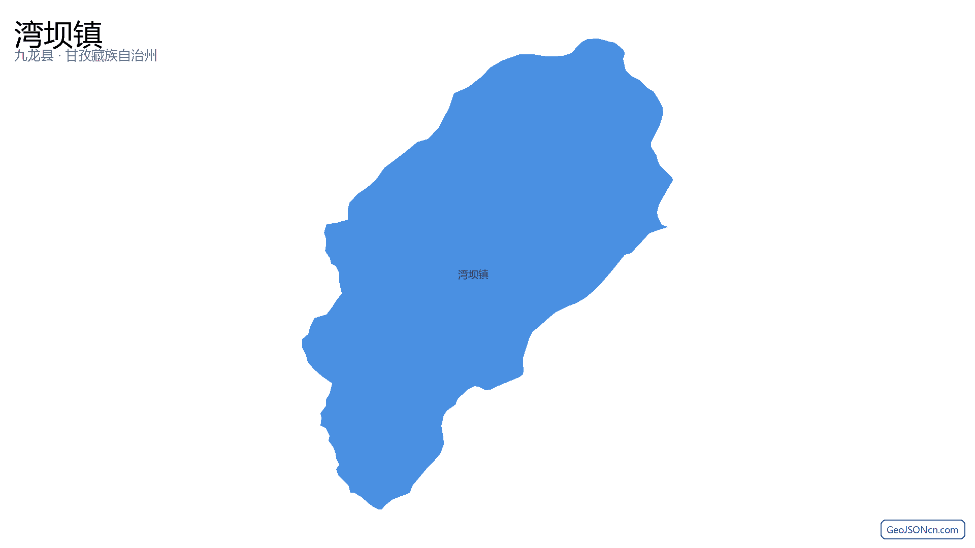 湾坝镇行政区划边界地图（九龙县·甘孜藏族自治州）,提供GeoJSON、SHP矢量边界数据下载及高清地图大图(PNG/JPG) - GeoJSONcn.com