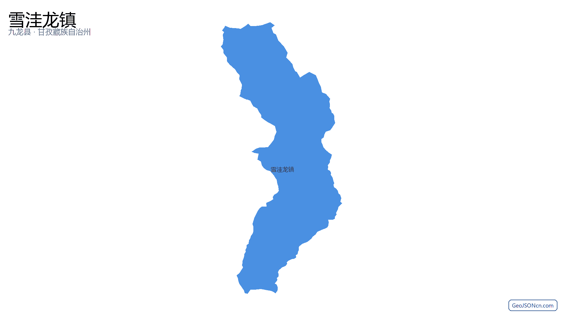 雪洼龙镇行政区划边界地图（九龙县·甘孜藏族自治州）,提供GeoJSON、SHP矢量边界数据下载及高清地图大图(PNG/JPG) - GeoJSONcn.com