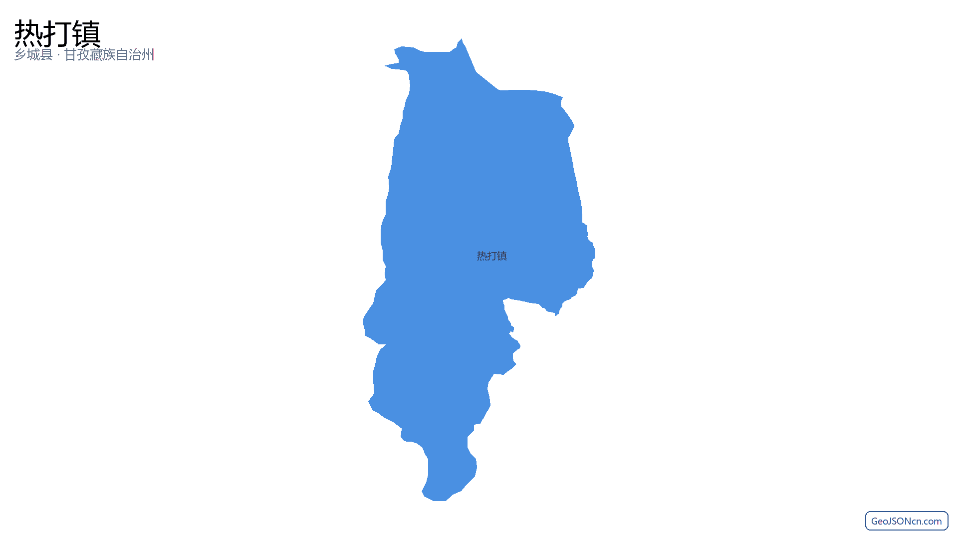 热打镇行政区划边界地图（乡城县·甘孜藏族自治州）,提供GeoJSON、SHP矢量边界数据下载及高清地图大图(PNG/JPG) - GeoJSONcn.com