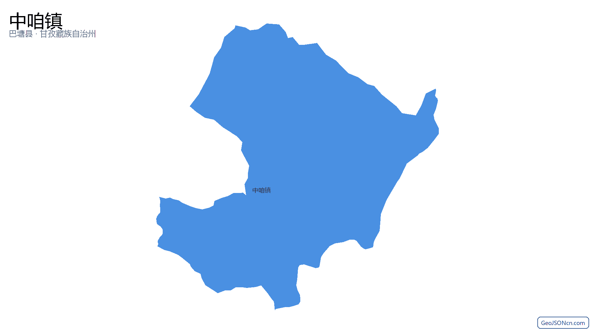 中咱镇行政区划边界地图（巴塘县·甘孜藏族自治州）,提供GeoJSON、SHP矢量边界数据下载及高清地图大图(PNG/JPG) - GeoJSONcn.com