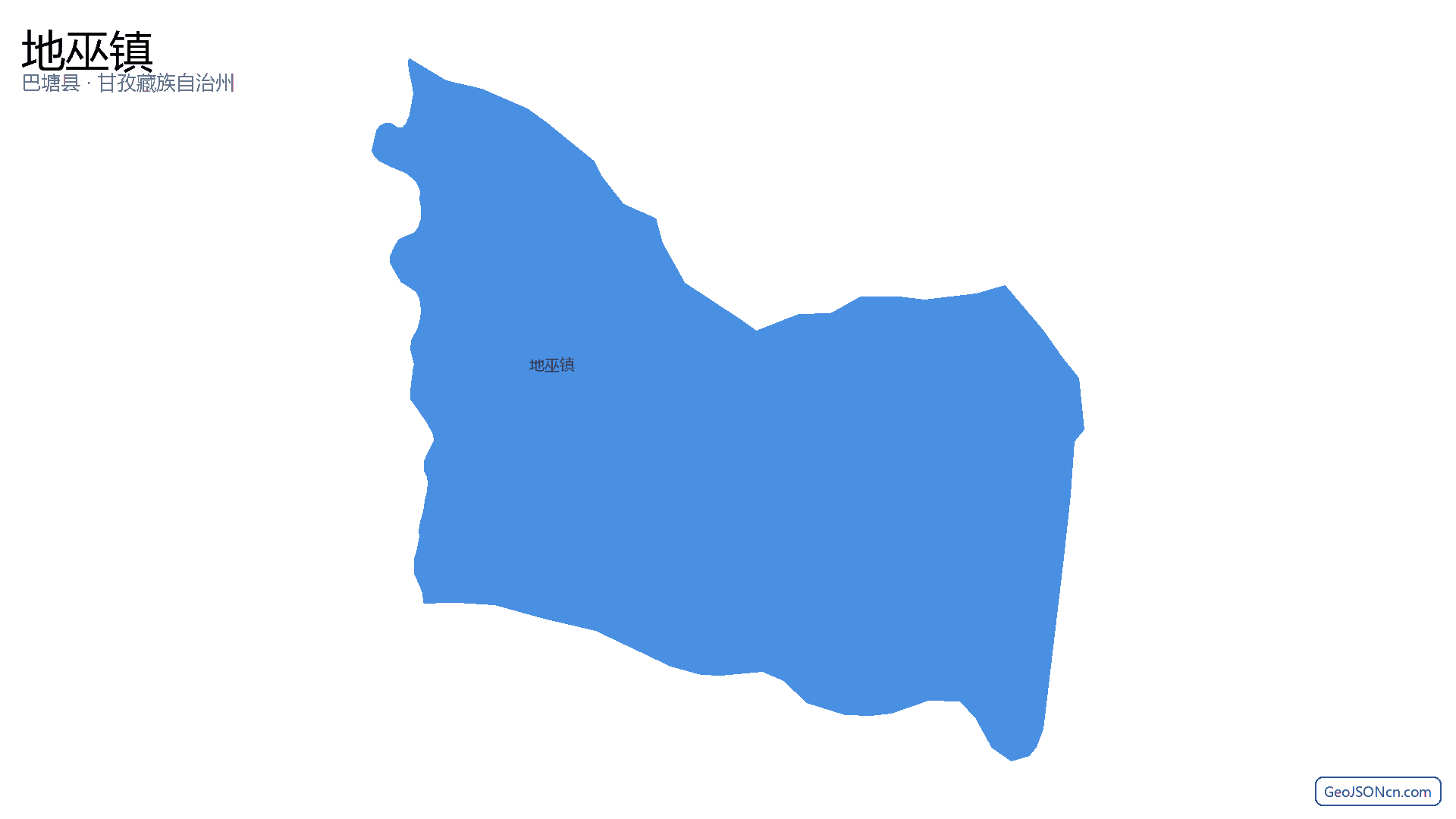 地巫镇行政区划边界地图（巴塘县·甘孜藏族自治州）,提供GeoJSON、SHP矢量边界数据下载及高清地图大图(PNG/JPG) - GeoJSONcn.com