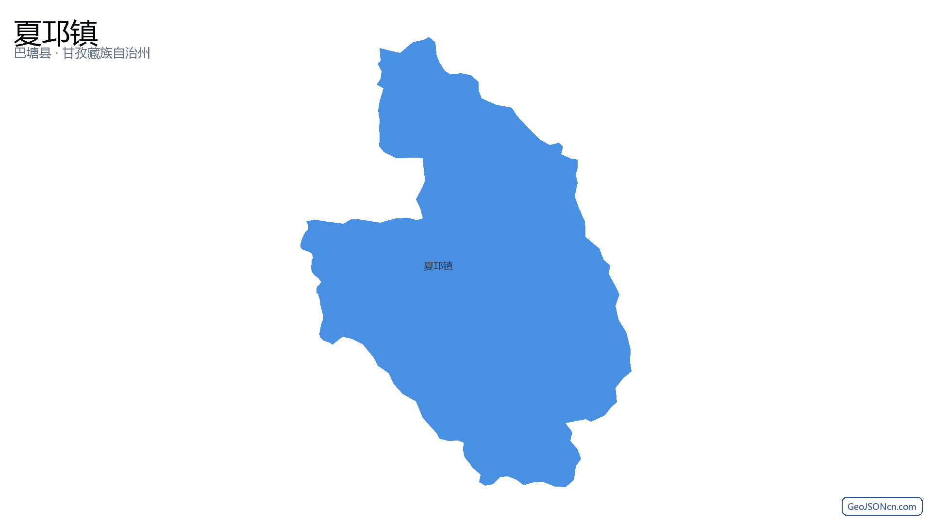 夏邛镇行政区划边界地图（巴塘县·甘孜藏族自治州）,提供GeoJSON、SHP矢量边界数据下载及高清地图大图(PNG/JPG) - GeoJSONcn.com