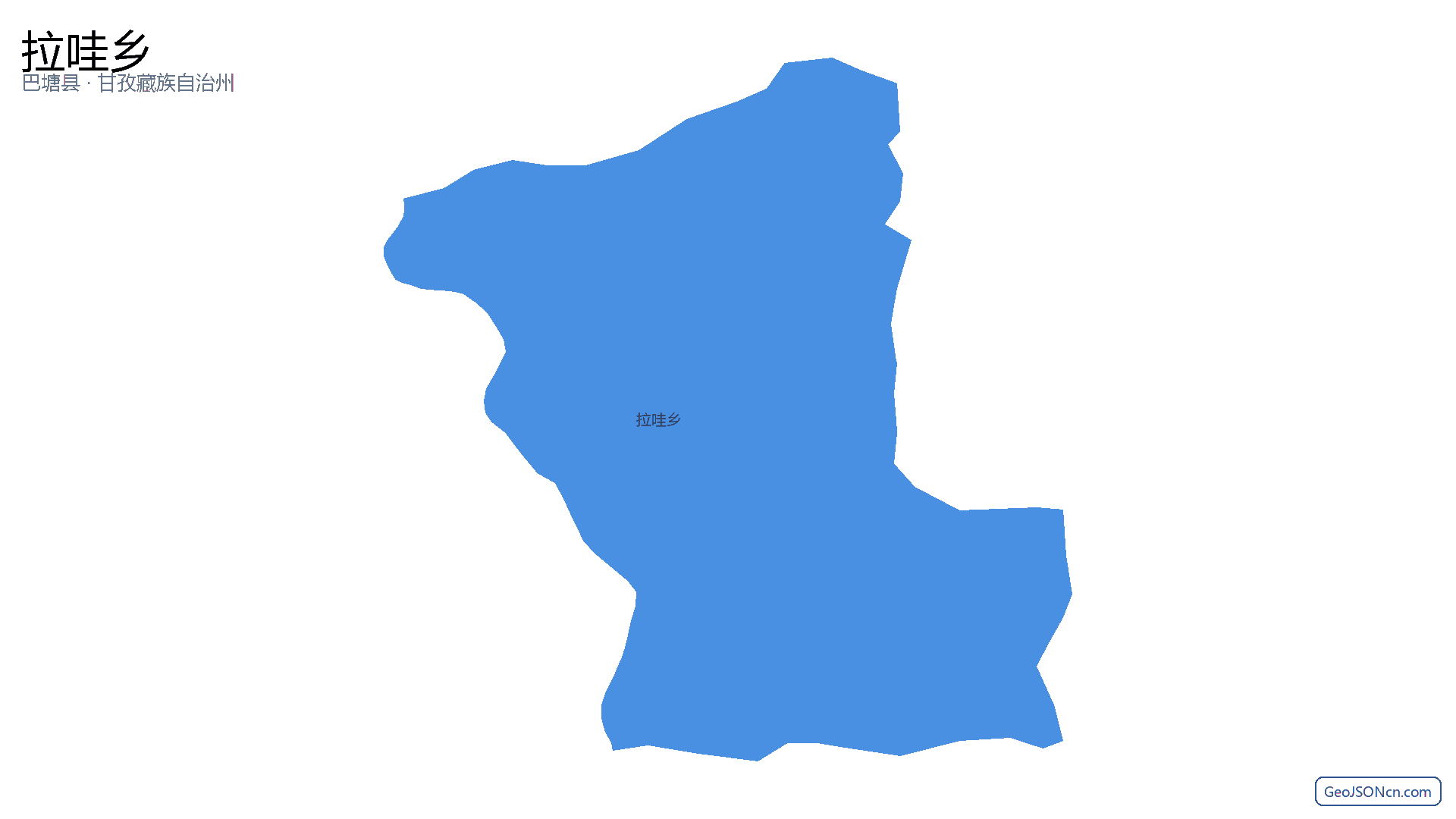 拉哇乡行政区划边界地图(巴塘县·甘孜藏族自治州),提供GeoJSON、SHP矢量边界数据下载及高清地图大图(PNG/JPG) - GeoJSONcn.com