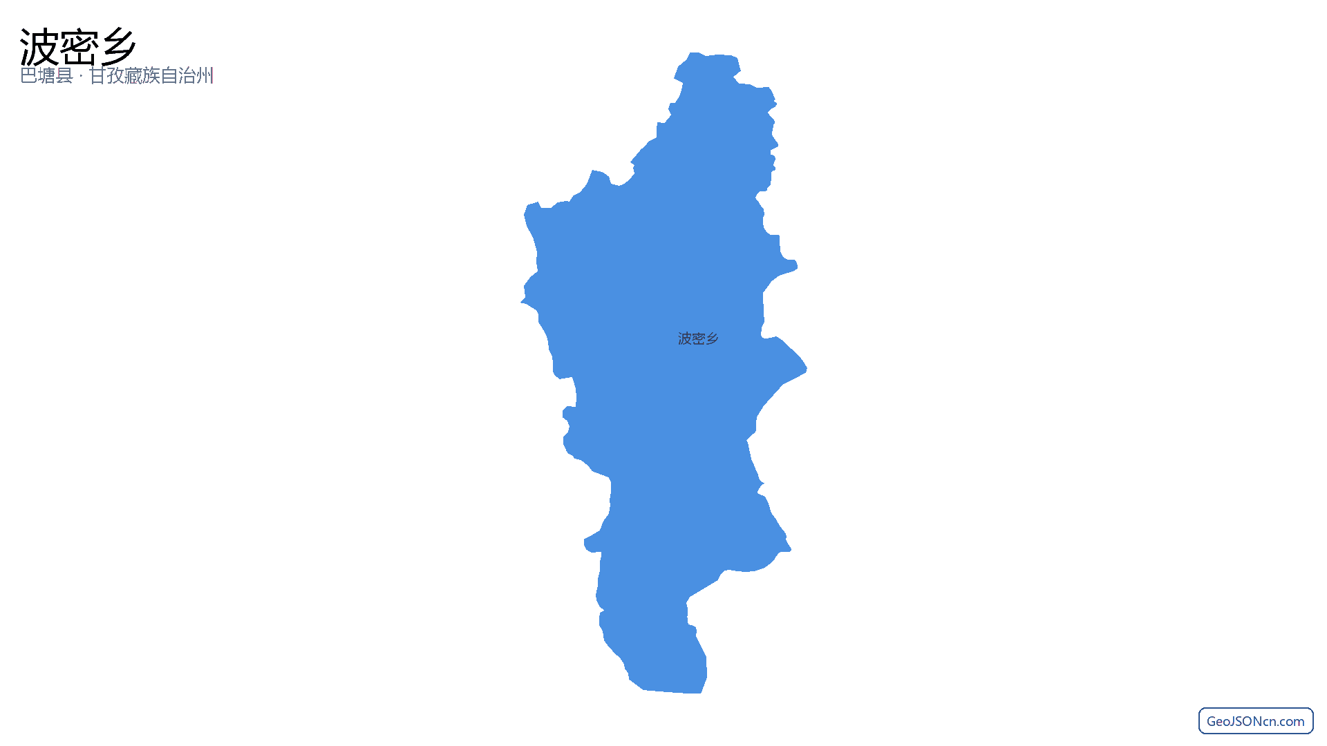 波密乡行政区划边界地图（巴塘县·甘孜藏族自治州）,提供GeoJSON、SHP矢量边界数据下载及高清地图大图(PNG/JPG) - GeoJSONcn.com