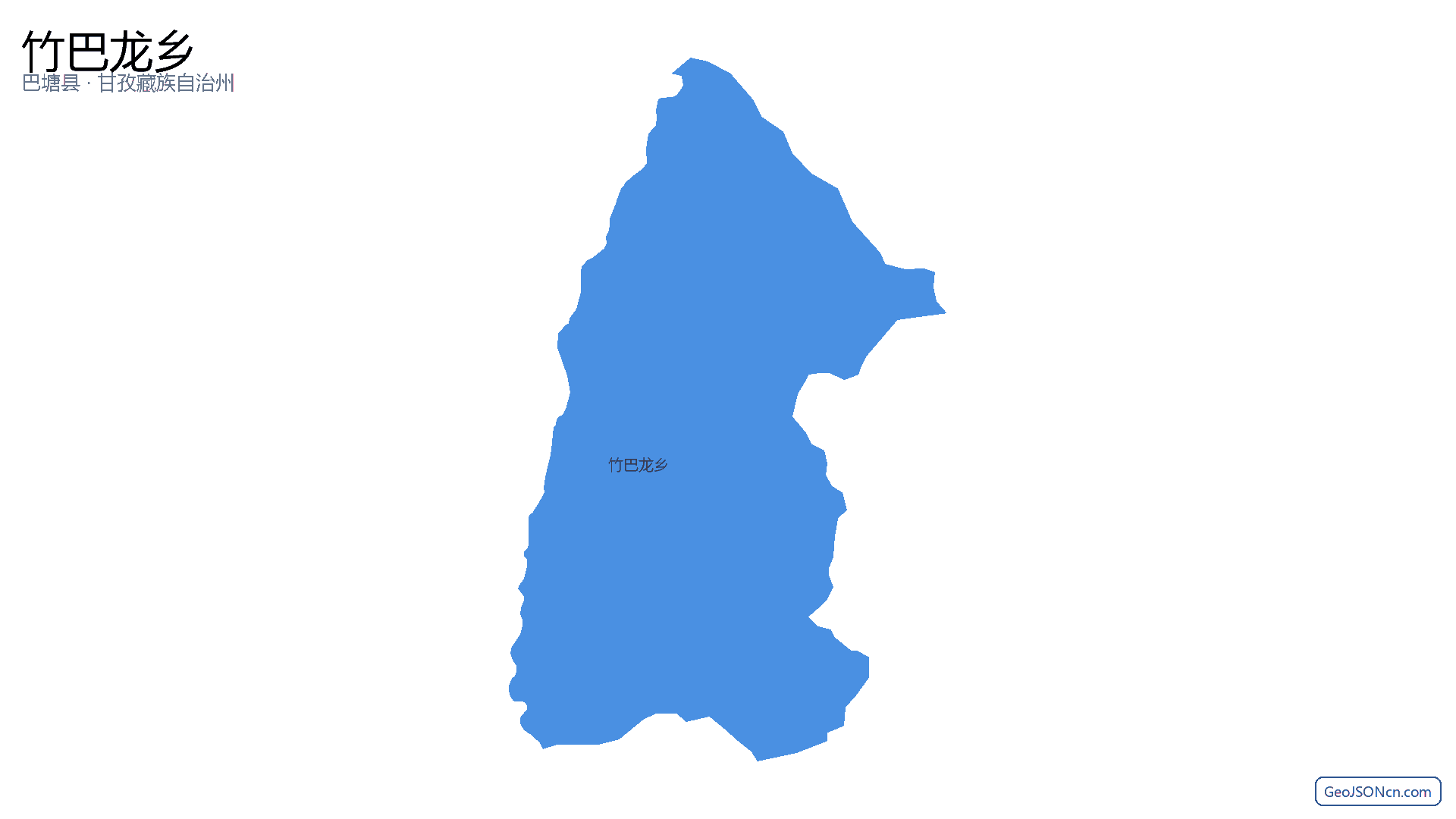 竹巴龙乡行政区划边界地图(巴塘县·甘孜藏族自治州),提供GeoJSON、SHP矢量边界数据下载及高清地图大图(PNG/JPG) - GeoJSONcn.com