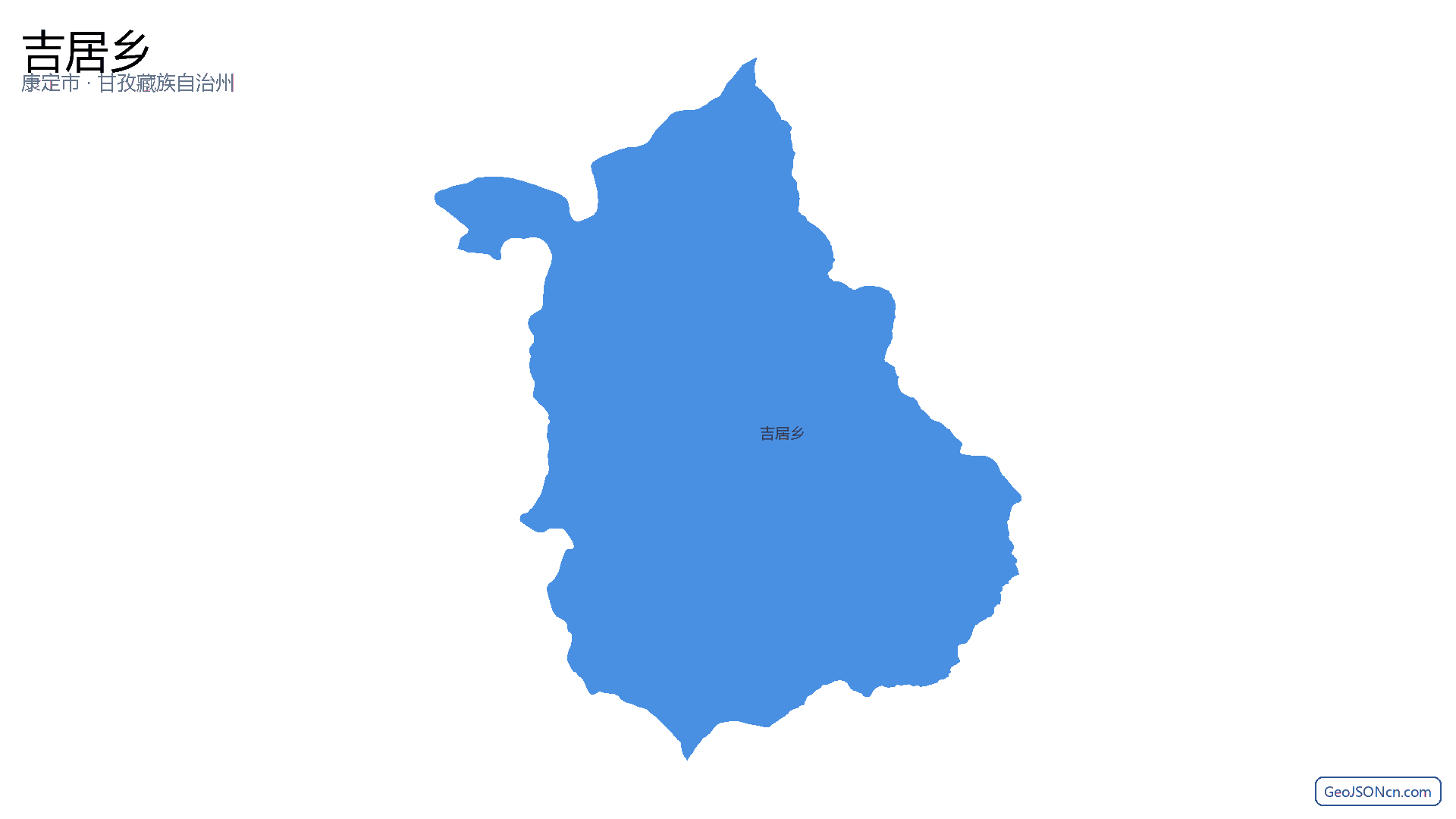 吉居乡行政区划边界地图（康定市·甘孜藏族自治州）,提供GeoJSON、SHP矢量边界数据下载及高清地图大图(PNG/JPG) - GeoJSONcn.com