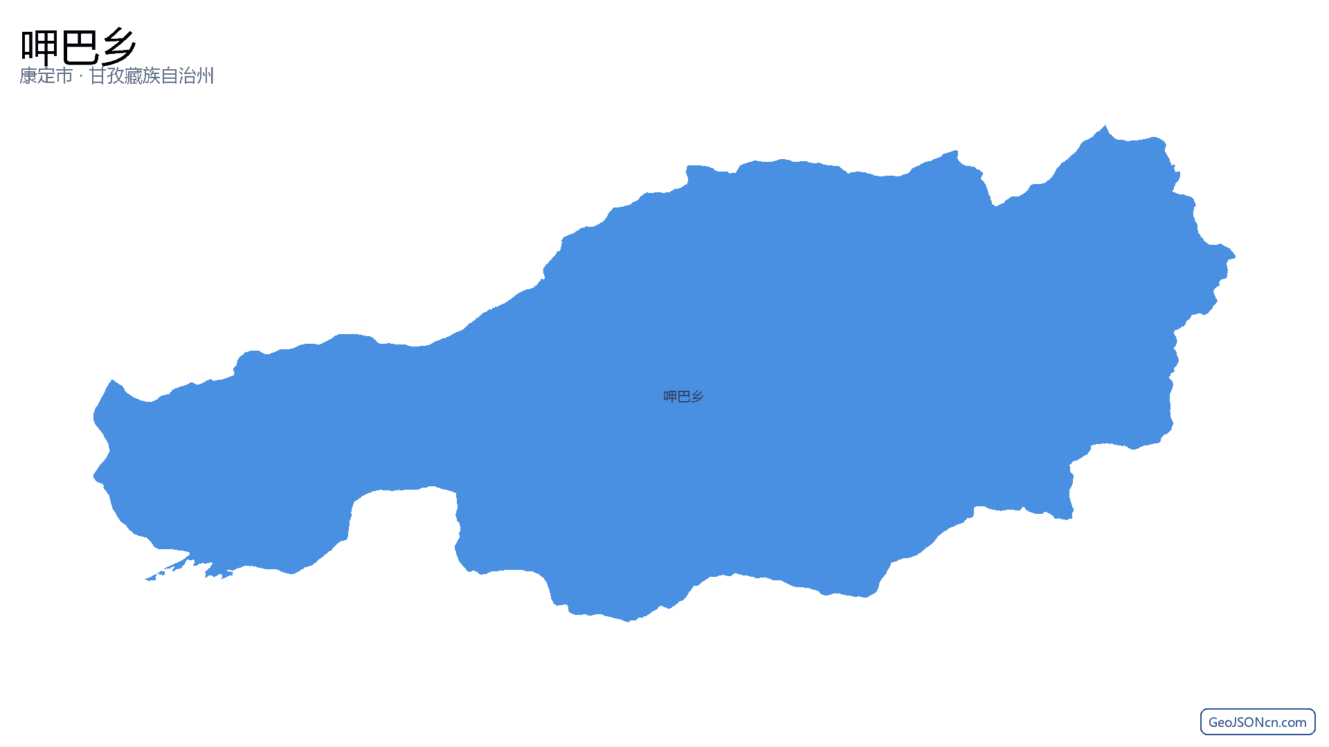 呷巴乡行政区划边界地图（康定市·甘孜藏族自治州）,提供GeoJSON、SHP矢量边界数据下载及高清地图大图(PNG/JPG) - GeoJSONcn.com