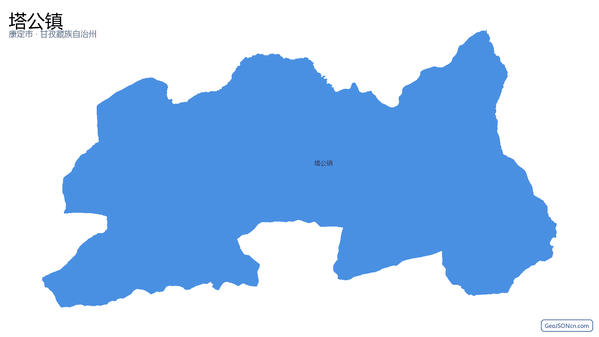 塔公镇行政区划边界地图（康定市·甘孜藏族自治州）,提供GeoJSON、SHP矢量边界数据下载及高清地图大图(PNG/JPG) - GeoJSONcn.com
