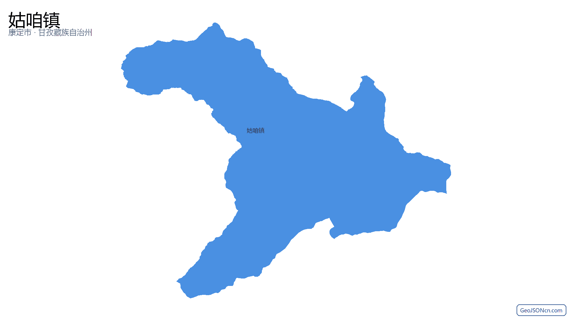 姑咱镇行政区划边界地图（康定市·甘孜藏族自治州）,提供GeoJSON、SHP矢量边界数据下载及高清地图大图(PNG/JPG) - GeoJSONcn.com