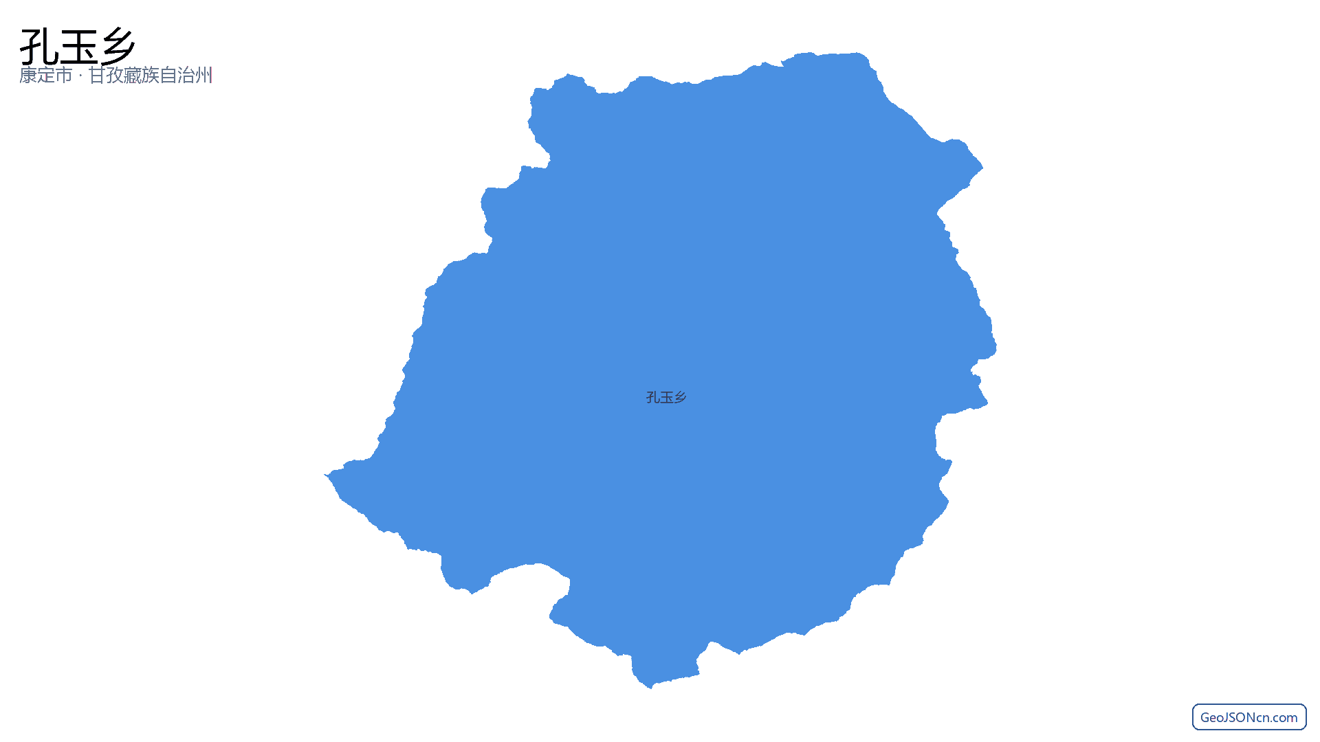 孔玉乡行政区划边界地图（康定市·甘孜藏族自治州）,提供GeoJSON、SHP矢量边界数据下载及高清地图大图(PNG/JPG) - GeoJSONcn.com