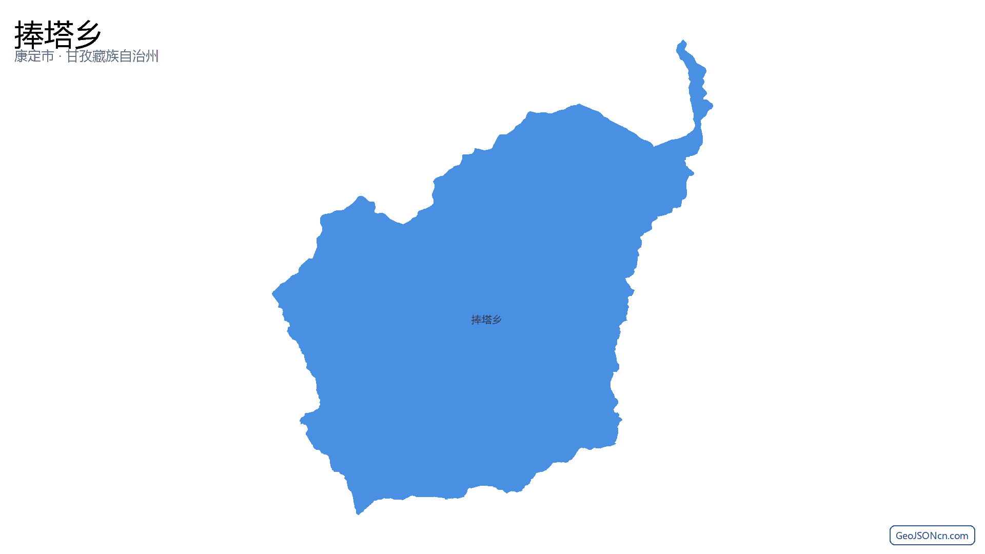 捧塔乡行政区划边界地图（康定市·甘孜藏族自治州）,提供GeoJSON、SHP矢量边界数据下载及高清地图大图(PNG/JPG) - GeoJSONcn.com