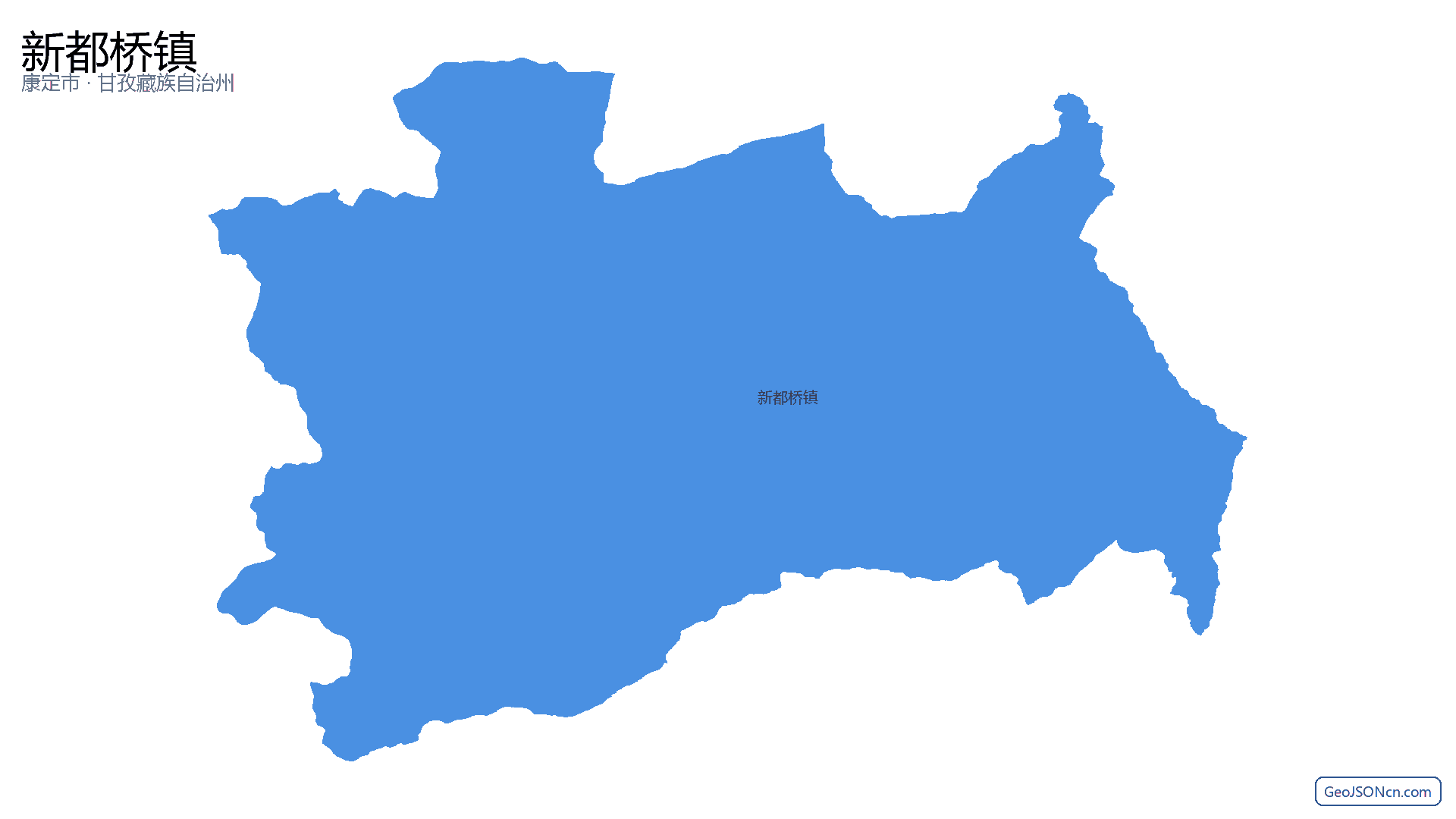新都桥镇行政区划边界地图（康定市·甘孜藏族自治州）,提供GeoJSON、SHP矢量边界数据下载及高清地图大图(PNG/JPG) - GeoJSONcn.com