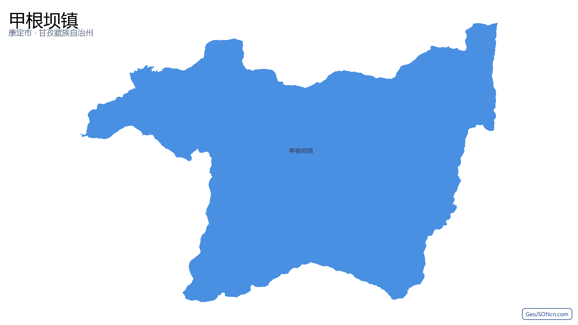 甲根坝镇行政区划边界地图（康定市·甘孜藏族自治州）,提供GeoJSON、SHP矢量边界数据下载及高清地图大图(PNG/JPG) - GeoJSONcn.com