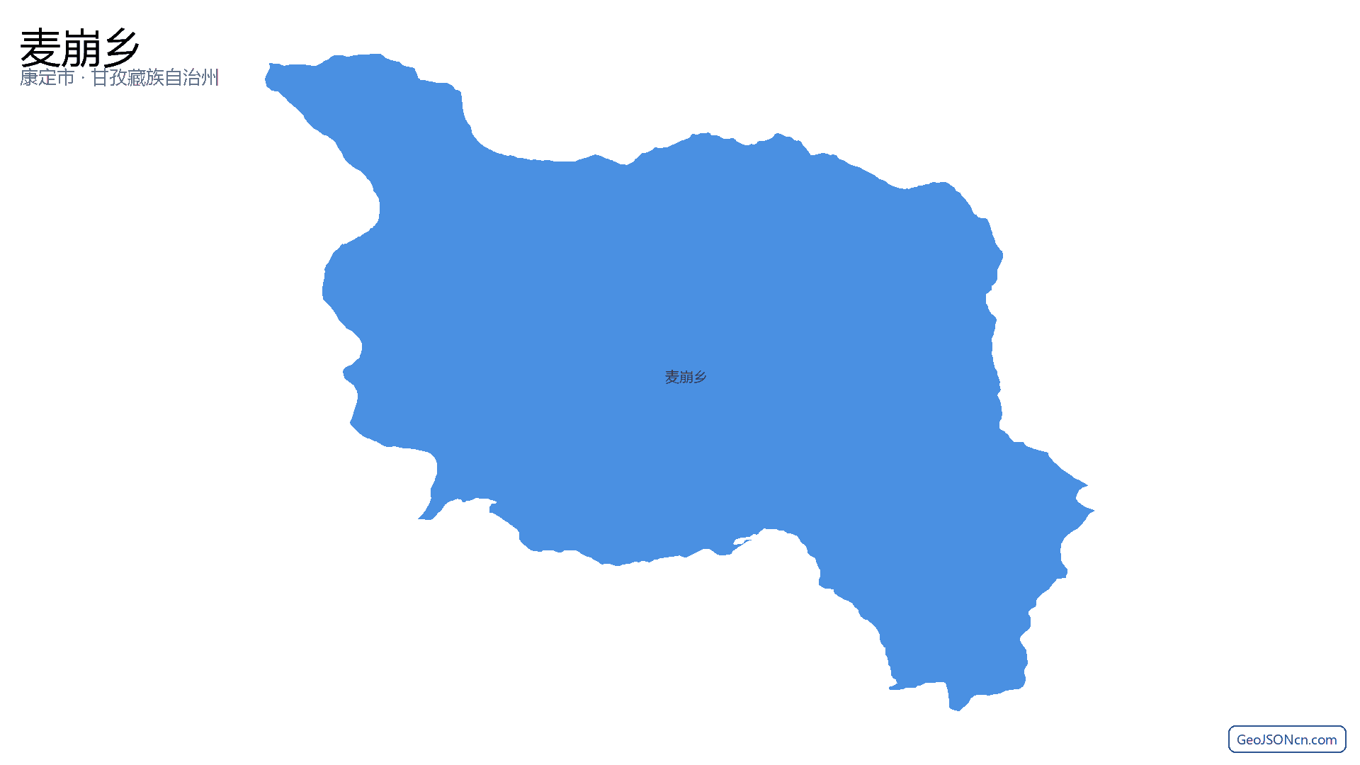 麦崩乡行政区划边界地图（康定市·甘孜藏族自治州）,提供GeoJSON、SHP矢量边界数据下载及高清地图大图(PNG/JPG) - GeoJSONcn.com