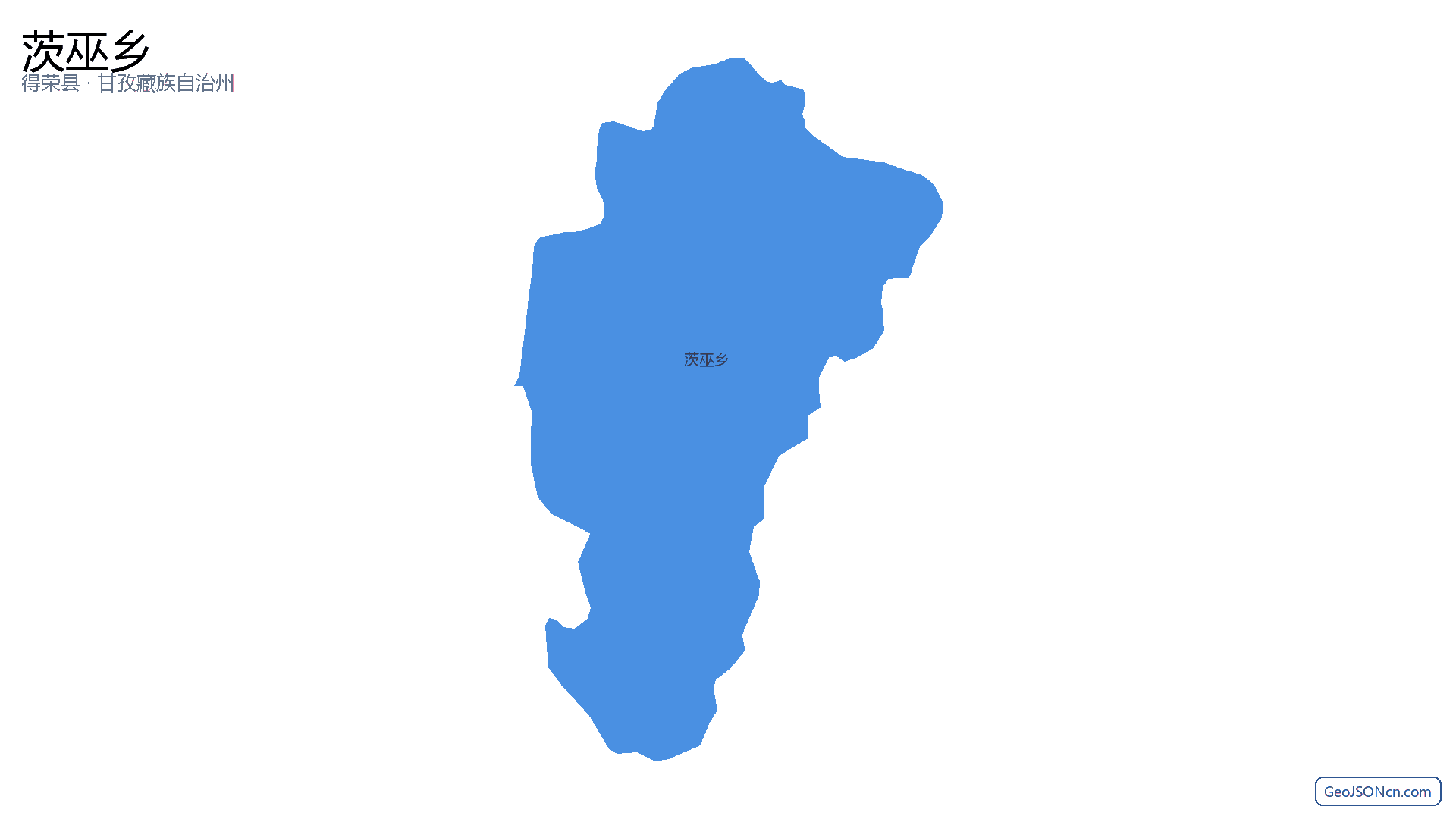 茨巫乡行政区划边界地图（得荣县·甘孜藏族自治州）,提供GeoJSON、SHP矢量边界数据下载及高清地图大图(PNG/JPG) - GeoJSONcn.com
