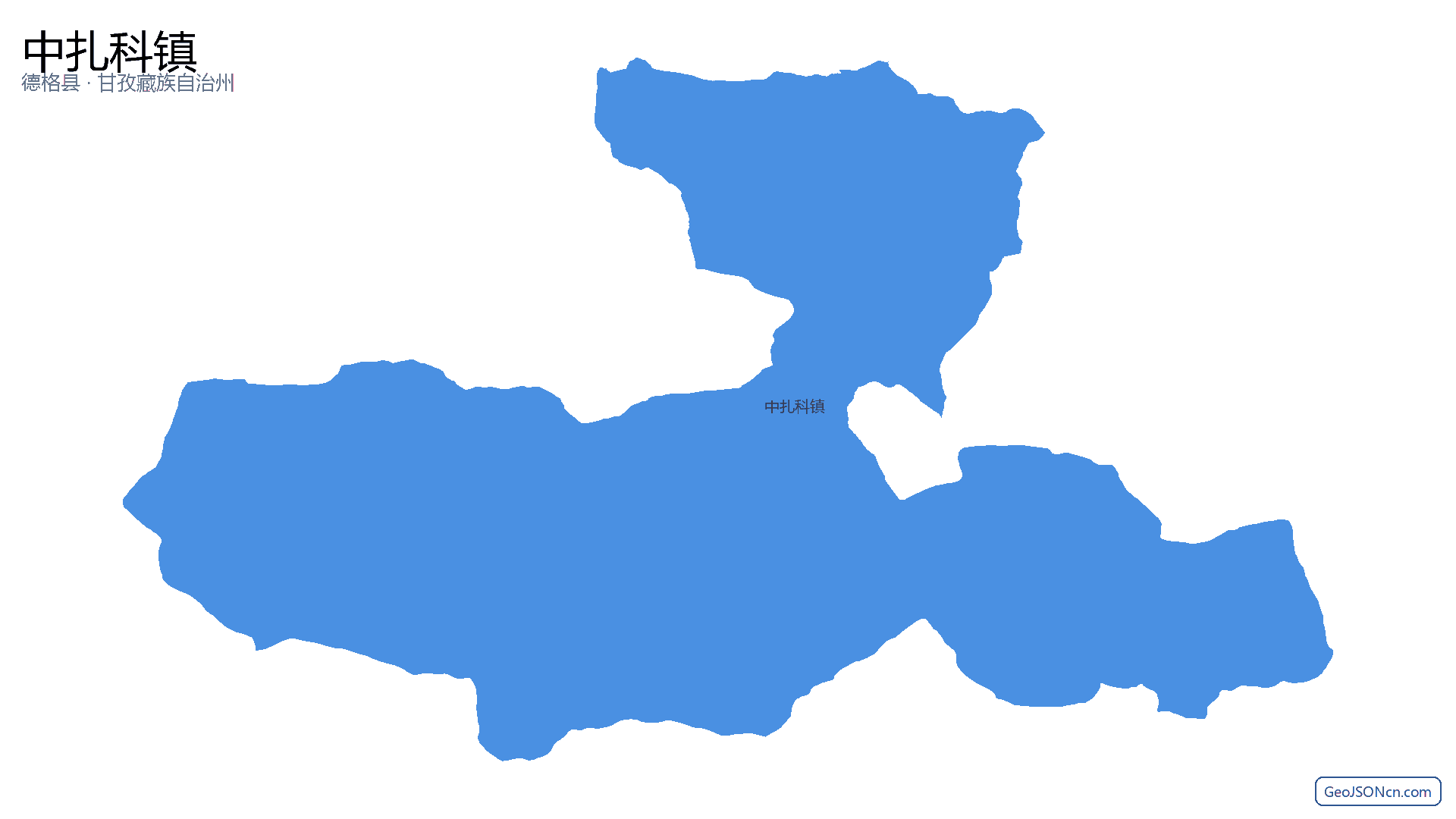 中扎科镇行政区划边界地图(德格县·甘孜藏族自治州),提供GeoJSON、SHP矢量边界数据下载及高清地图大图(PNG/JPG) - GeoJSONcn.com