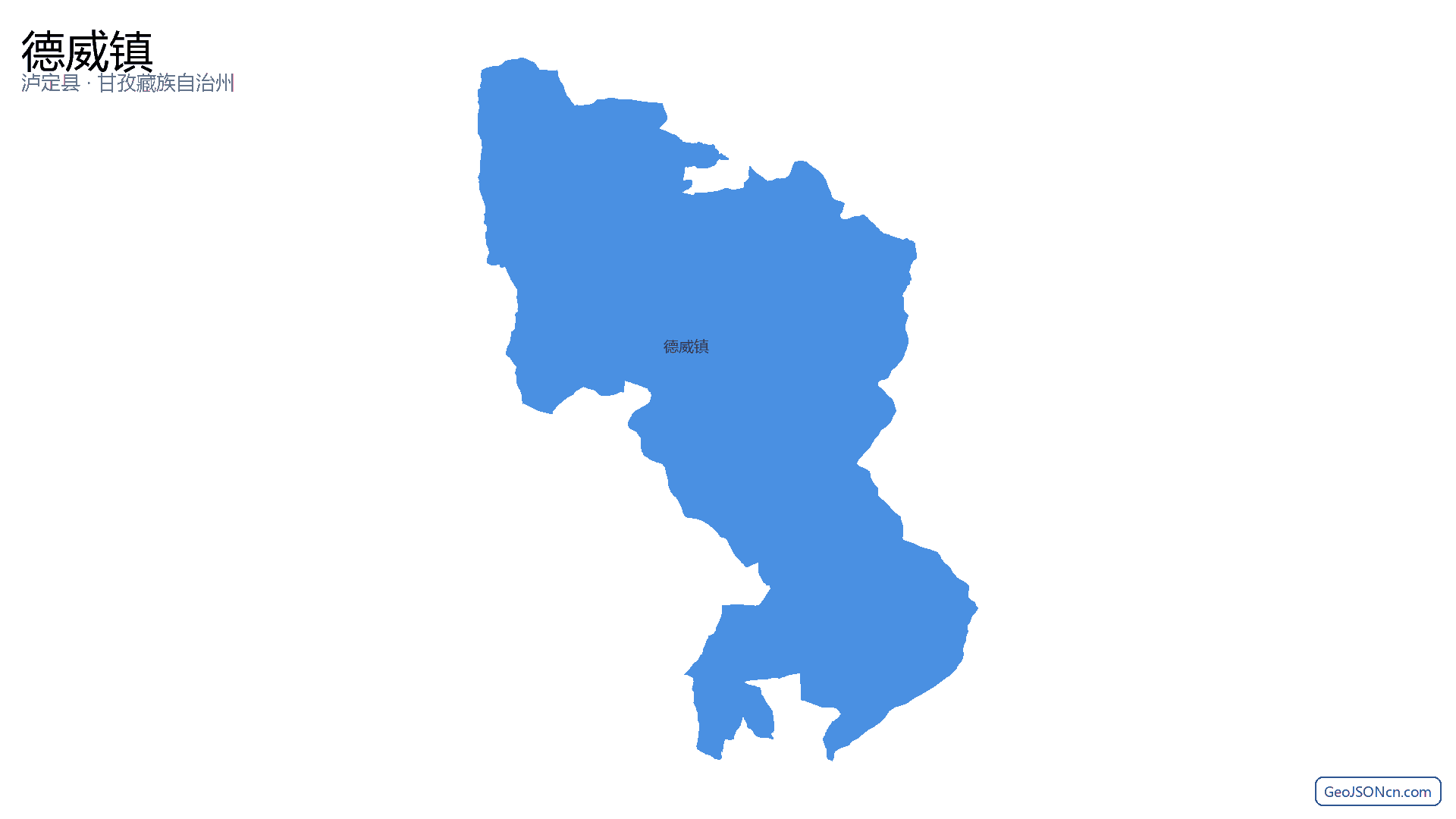 德威镇行政区划边界地图(泸定县·甘孜藏族自治州),提供GeoJSON、SHP矢量边界数据下载及高清地图大图(PNG/JPG) - GeoJSONcn.com