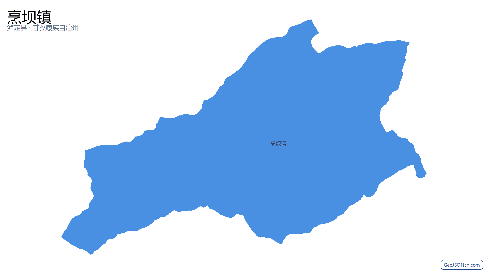 烹坝镇行政区划边界地图(泸定县·甘孜藏族自治州),提供GeoJSON、SHP矢量边界数据下载及高清地图大图(PNG/JPG) - GeoJSONcn.com