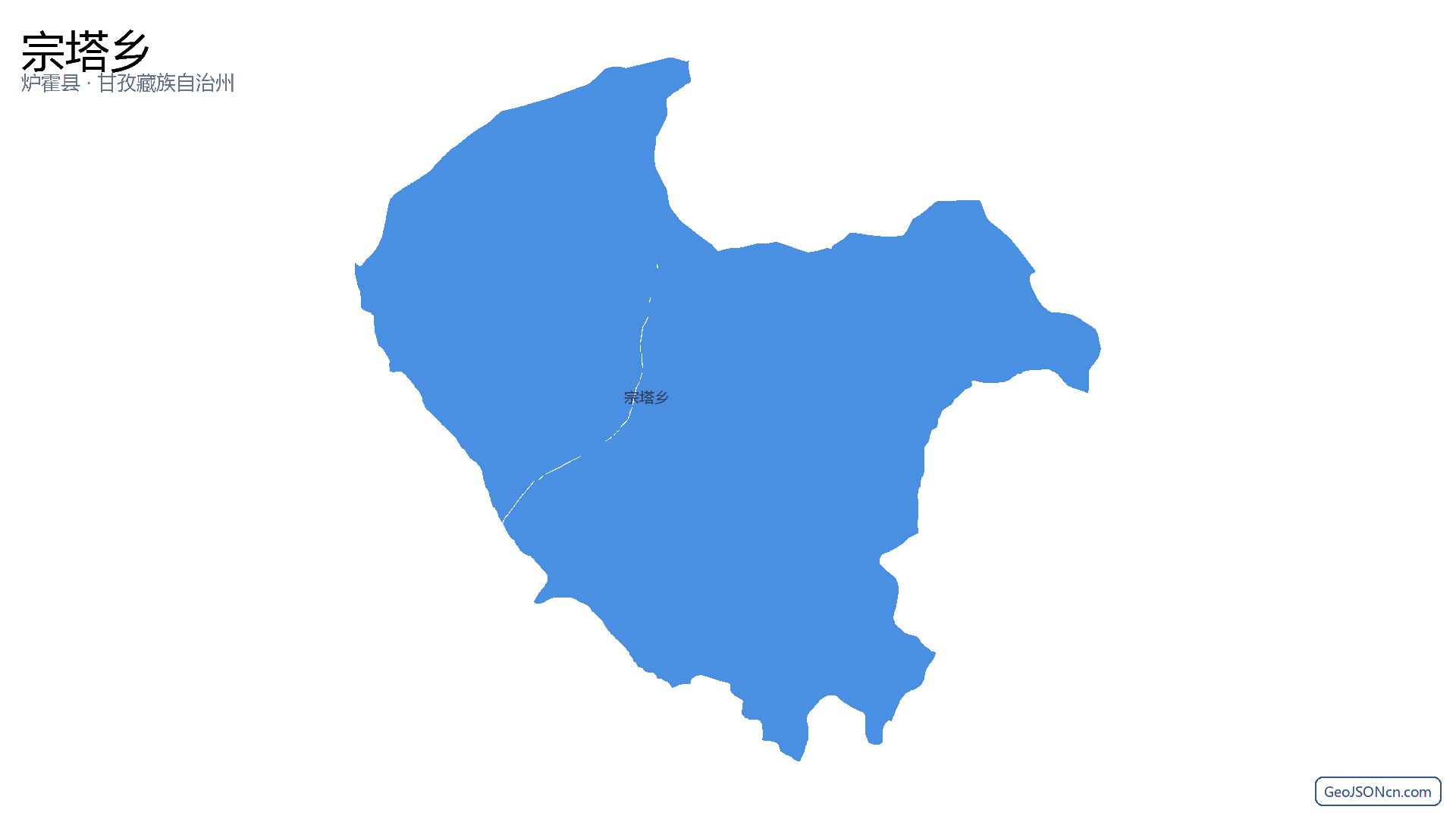 宗塔乡行政区划边界地图（炉霍县·甘孜藏族自治州）,提供GeoJSON、SHP矢量边界数据下载及高清地图大图(PNG/JPG) - GeoJSONcn.com