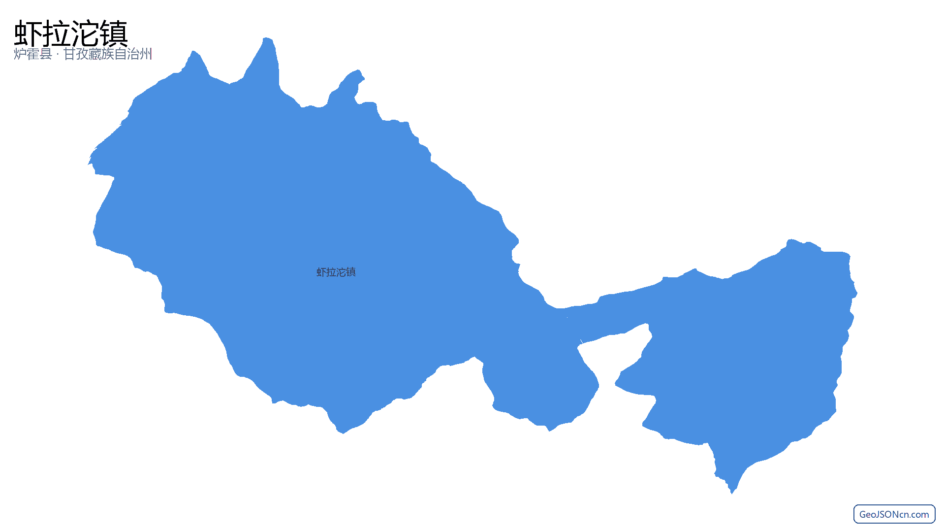虾拉沱镇行政区划边界地图（炉霍县·甘孜藏族自治州）,提供GeoJSON、SHP矢量边界数据下载及高清地图大图(PNG/JPG) - GeoJSONcn.com