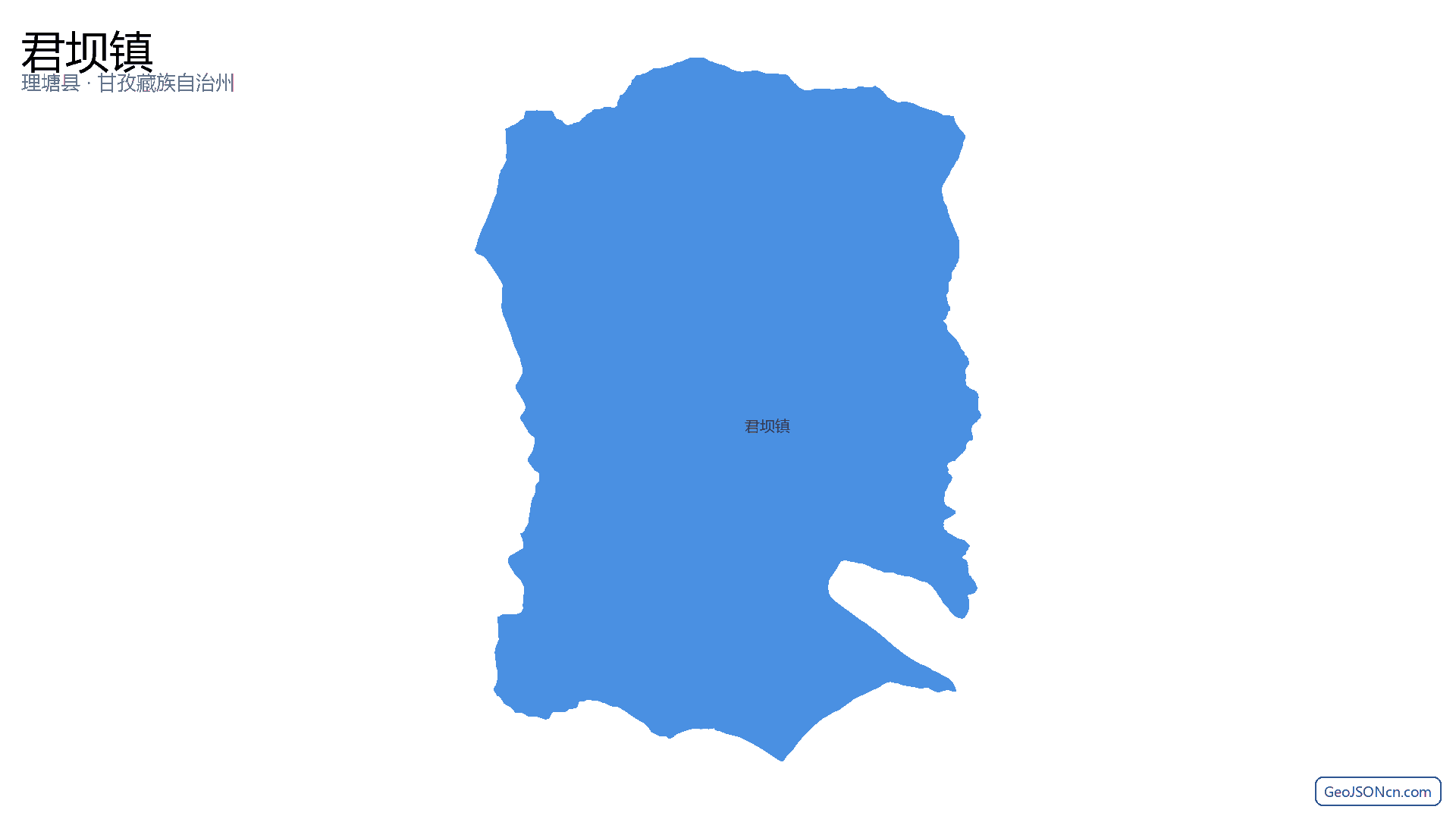 君坝镇行政区划边界地图(理塘县·甘孜藏族自治州),提供GeoJSON、SHP矢量边界数据下载及高清地图大图(PNG/JPG) - GeoJSONcn.com