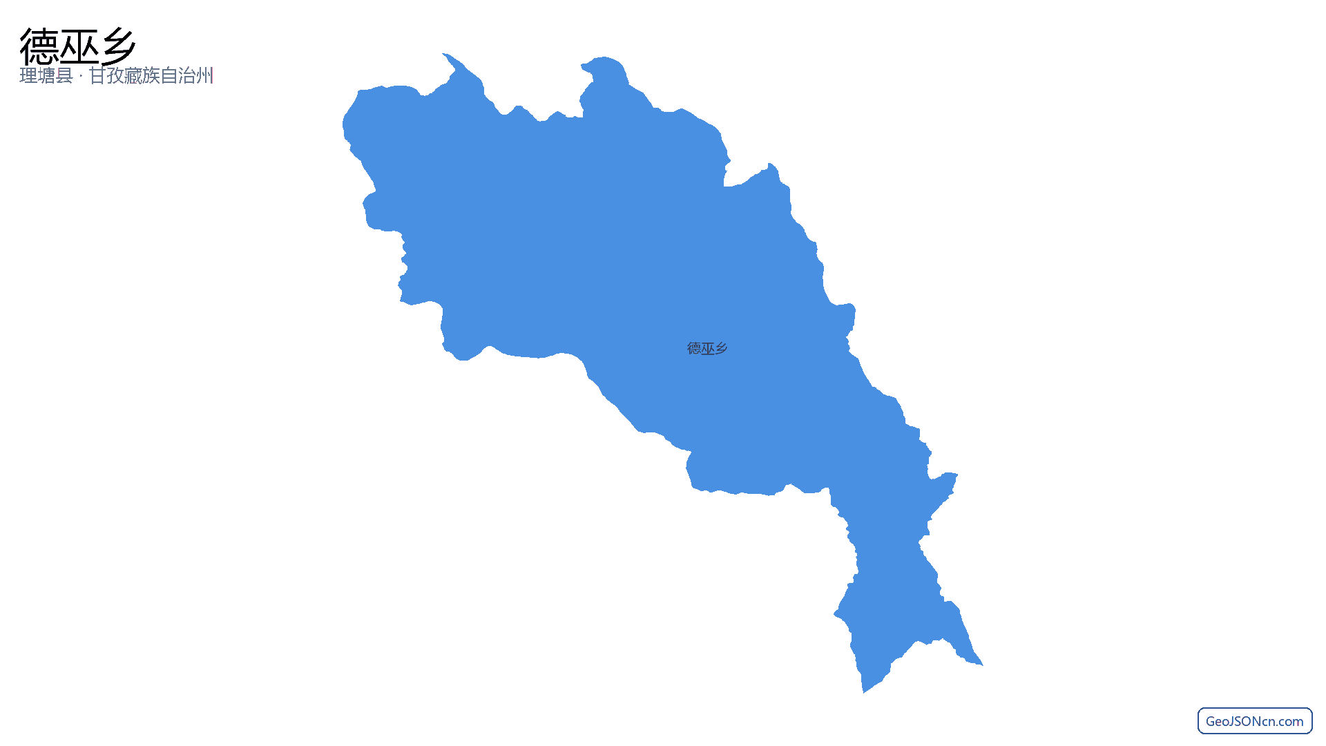 德巫乡行政区划边界地图(理塘县·甘孜藏族自治州),提供GeoJSON、SHP矢量边界数据下载及高清地图大图(PNG/JPG) - GeoJSONcn.com