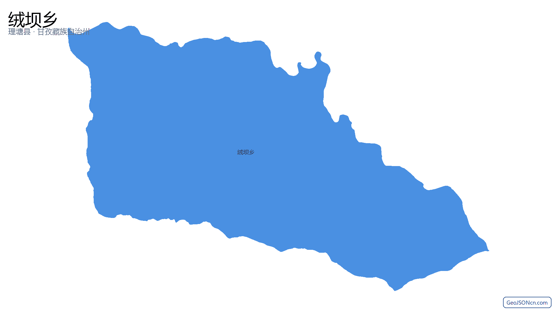 绒坝乡行政区划边界地图（理塘县·甘孜藏族自治州）,提供GeoJSON、SHP矢量边界数据下载及高清地图大图(PNG/JPG) - GeoJSONcn.com