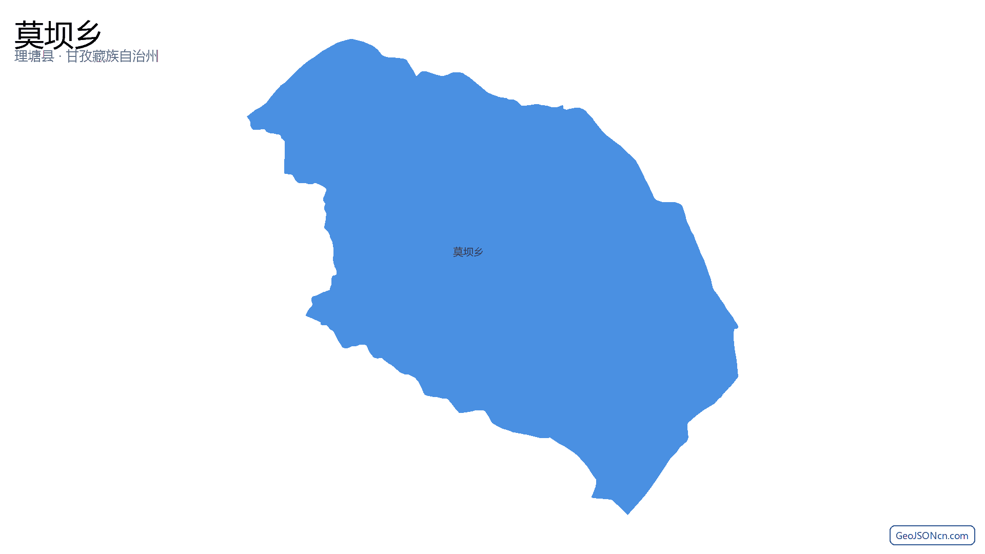 莫坝乡行政区划边界地图(理塘县·甘孜藏族自治州),提供GeoJSON、SHP矢量边界数据下载及高清地图大图(PNG/JPG) - GeoJSONcn.com